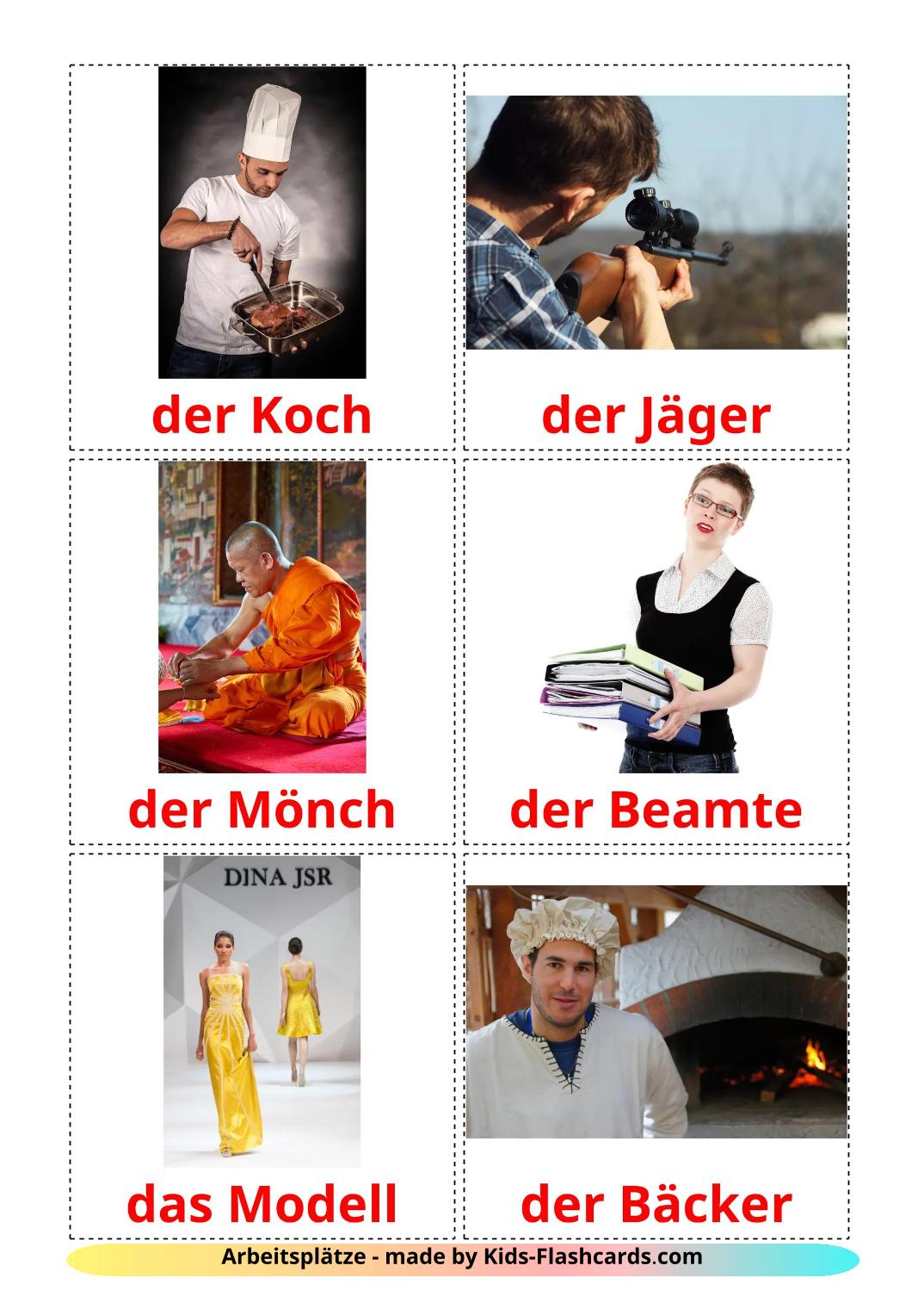 Jobs and Occupations - 48 Free Printable german Flashcards 