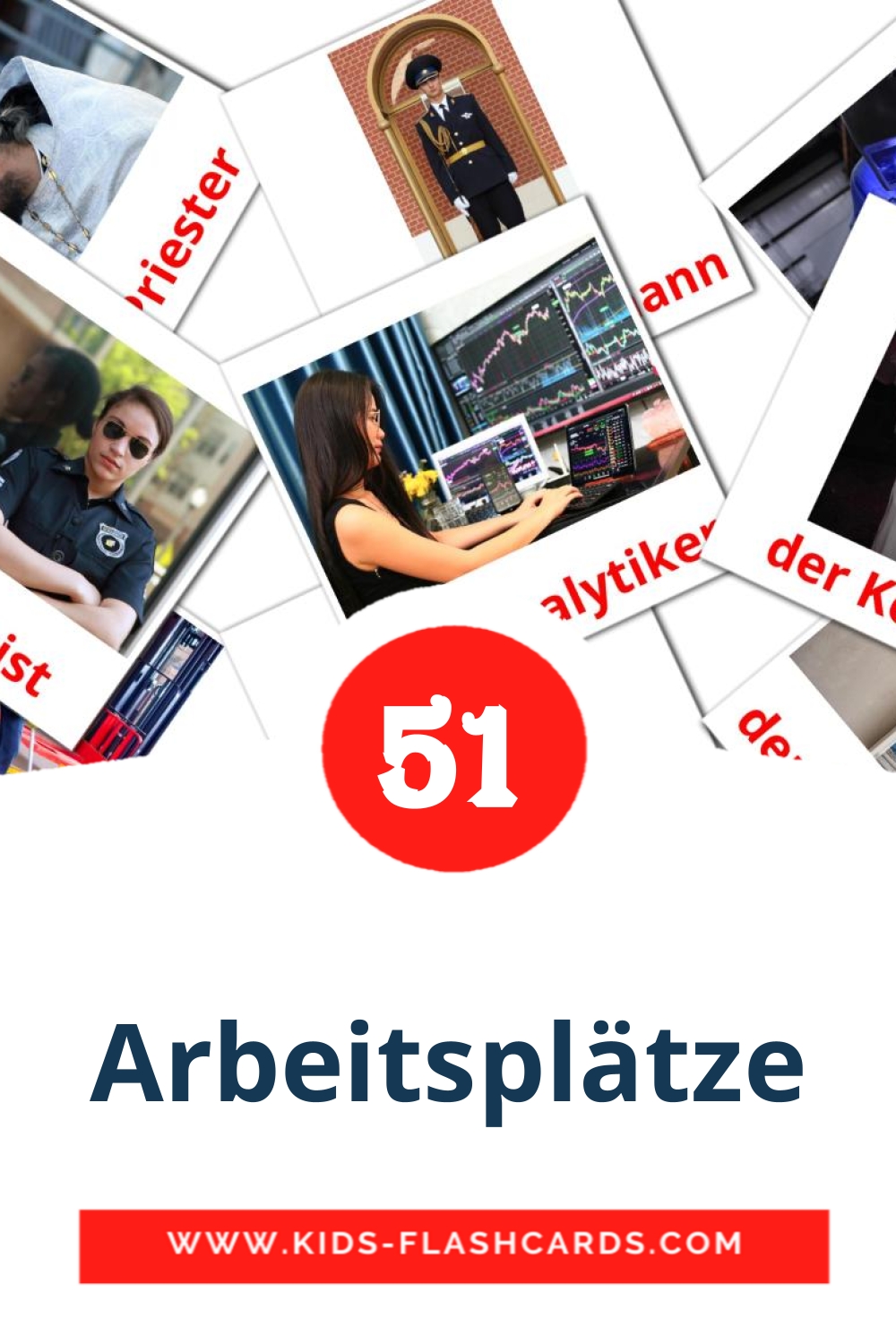 51 Arbeitsplätze Picture Cards for Kindergarden in german