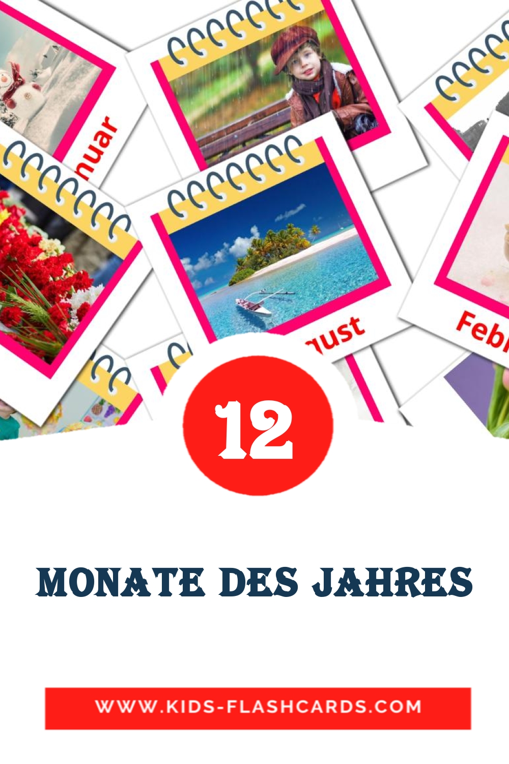 12 cartes illustrées de Monate des Jahres pour la maternelle en allemand