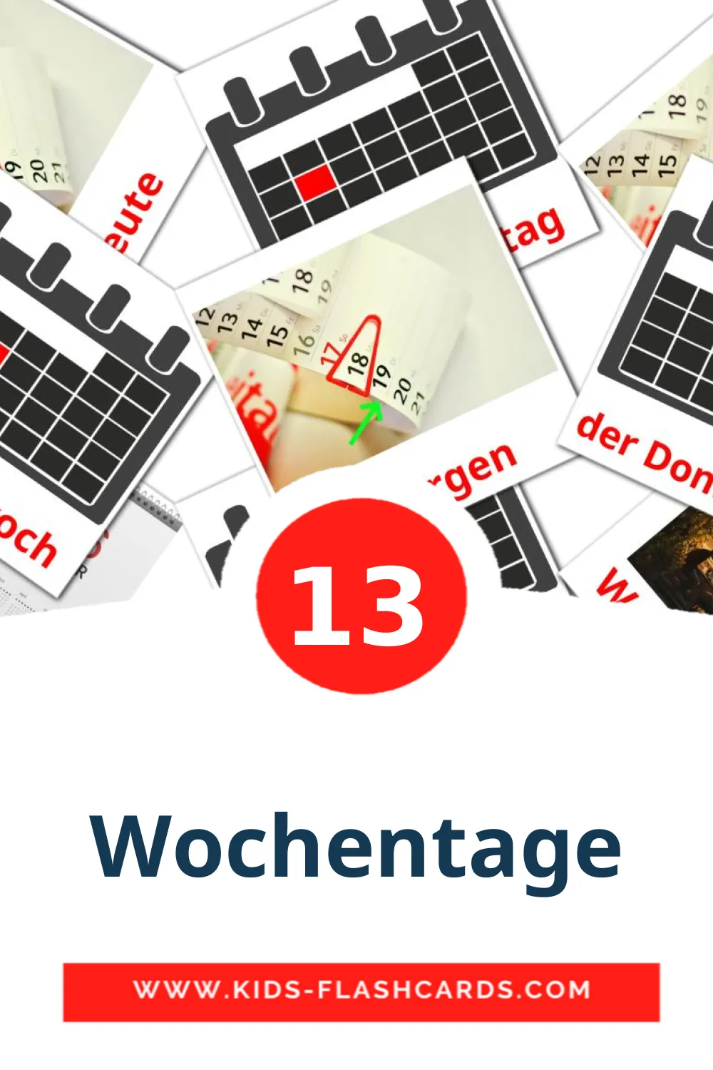 13 Wochentage Picture Cards for Kindergarden in german