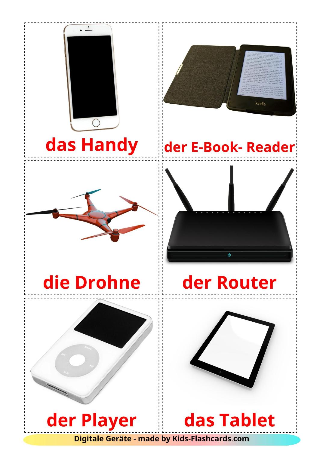 Digitale Geräte - 29 kostenlose, druckbare Deutsch Flashcards 