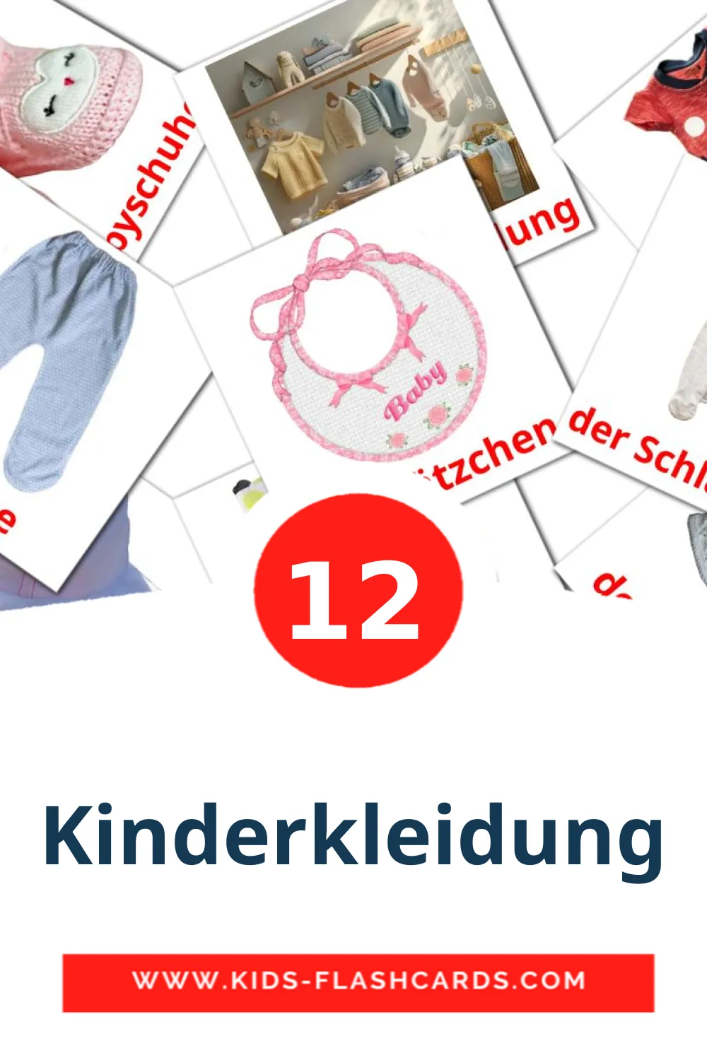 12 cartes illustrées de Kinderkleidung pour la maternelle en allemand