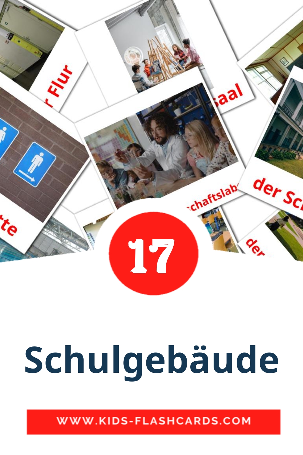 17 Schulgebäude Picture Cards for Kindergarden in german