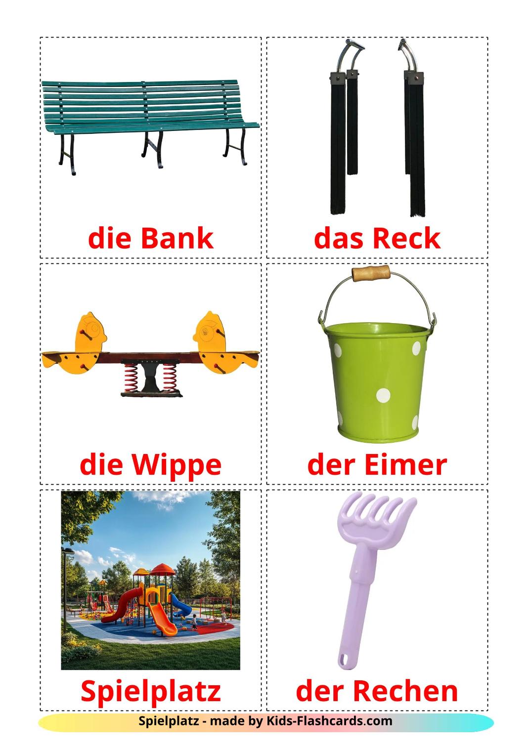 Spielplatz - 14 kostenlose, druckbare Deutsch Flashcards 