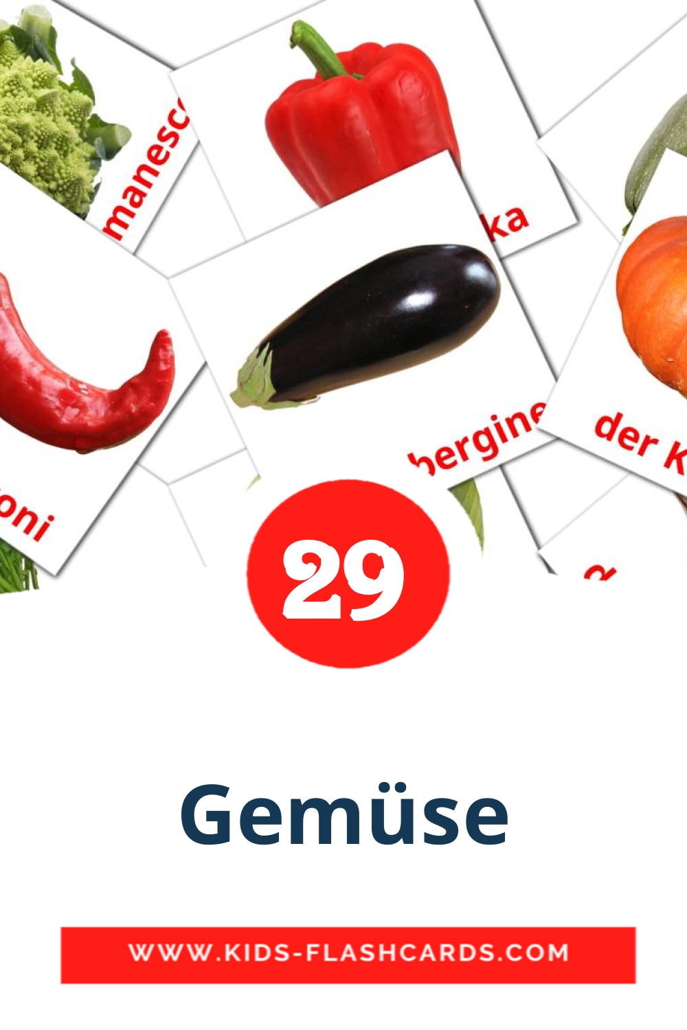29 cartes illustrées de Gemüse pour la maternelle en allemand
