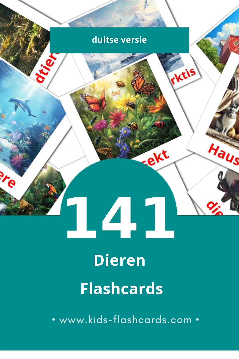 Visuele Tiere Flashcards voor Kleuters (141 kaarten in het Duits)