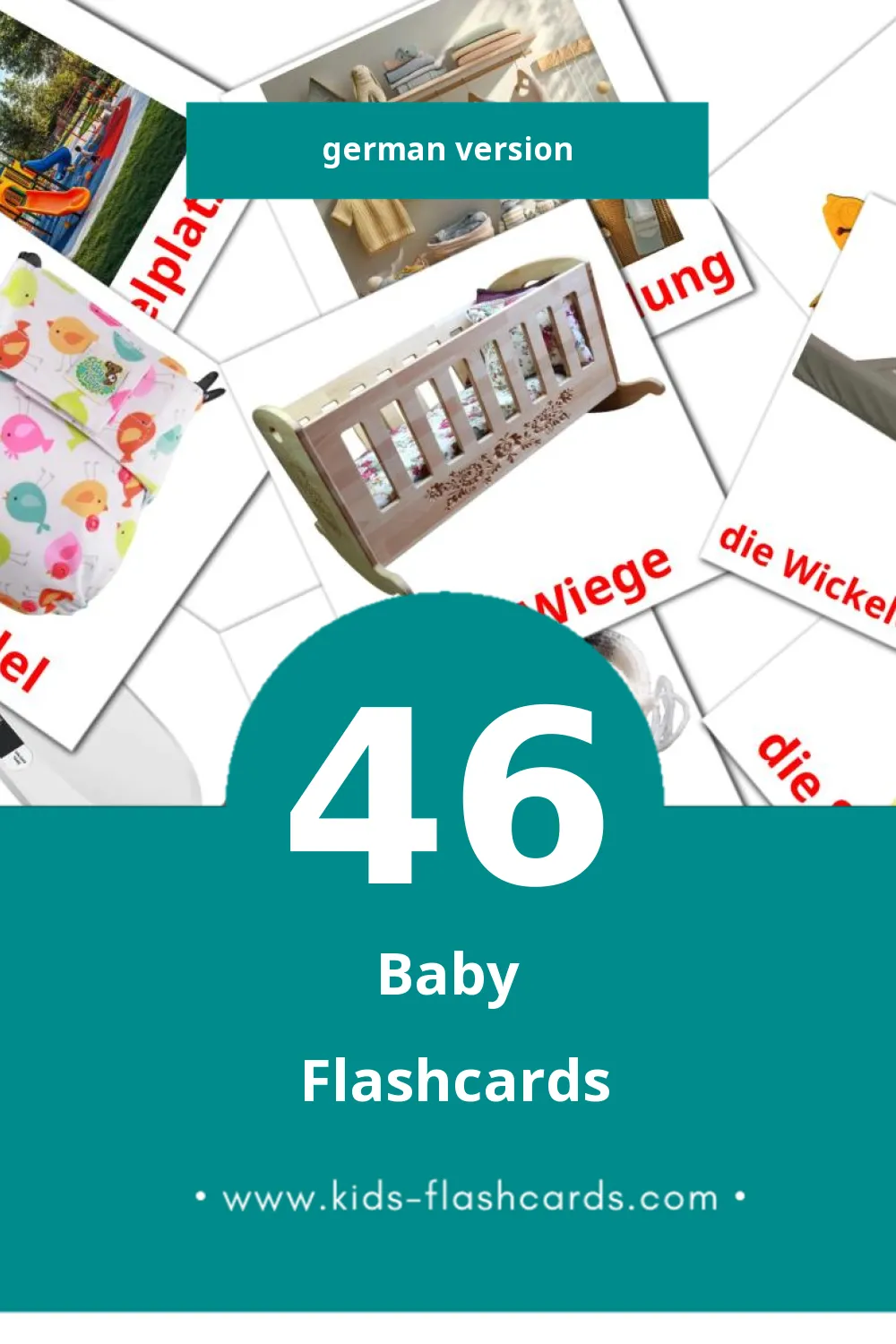 Visual Baby Flashcards for Toddlers (46 cards in German)