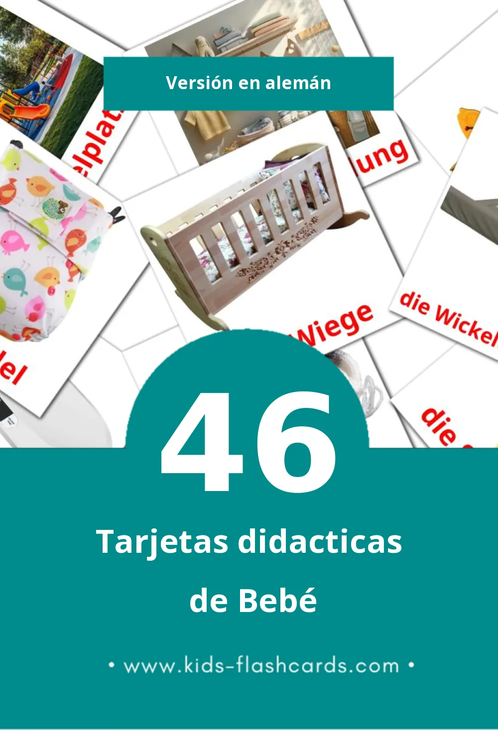 Tarjetas visuales de Baby para niños pequeños (46 tarjetas en Alemán)