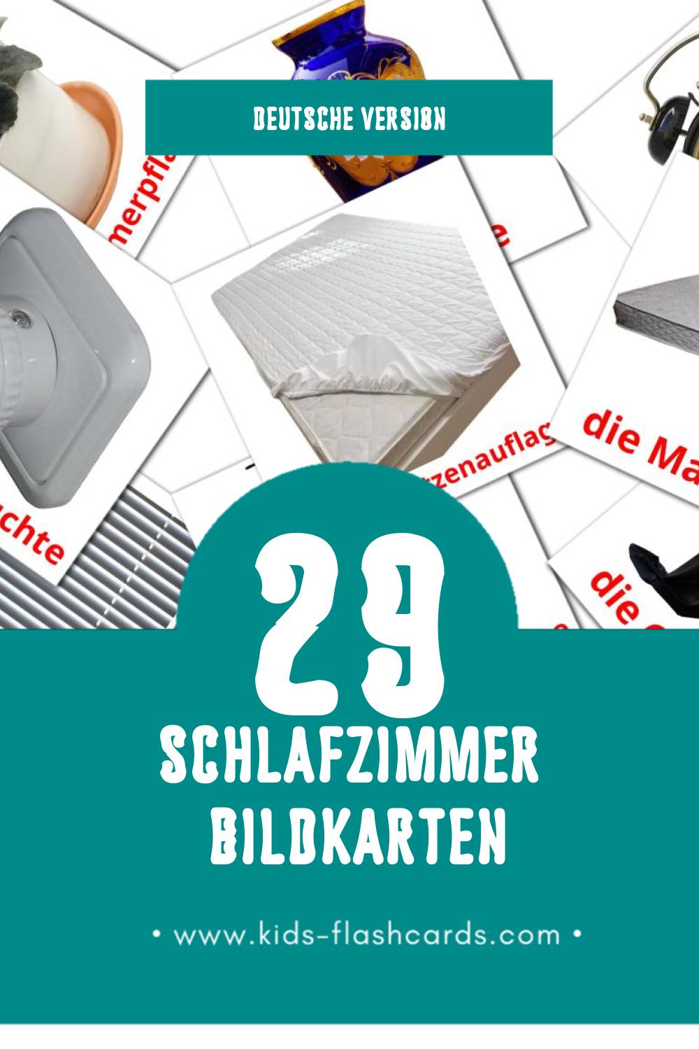Visual Schlafzimmer Flashcards für Kleinkinder (33 Karten in Deutsch)
