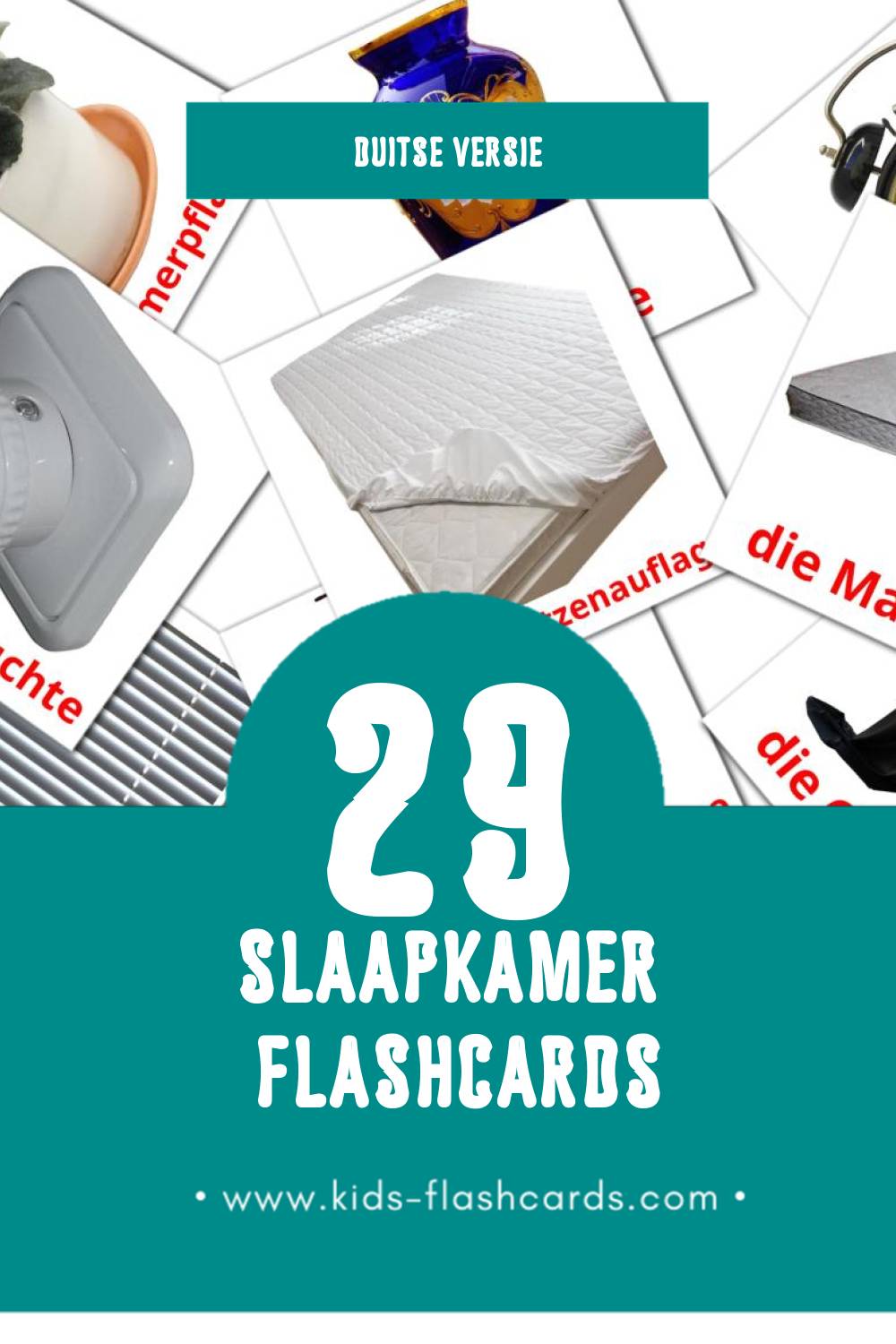 Visuele Schlafzimmer Flashcards voor Kleuters (29 kaarten in het Duits)