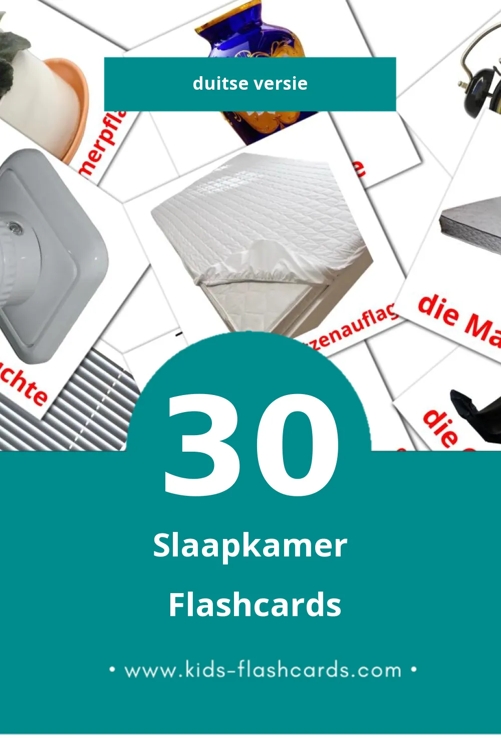 Visuele Schlafzimmer Flashcards voor Kleuters (30 kaarten in het Duits)