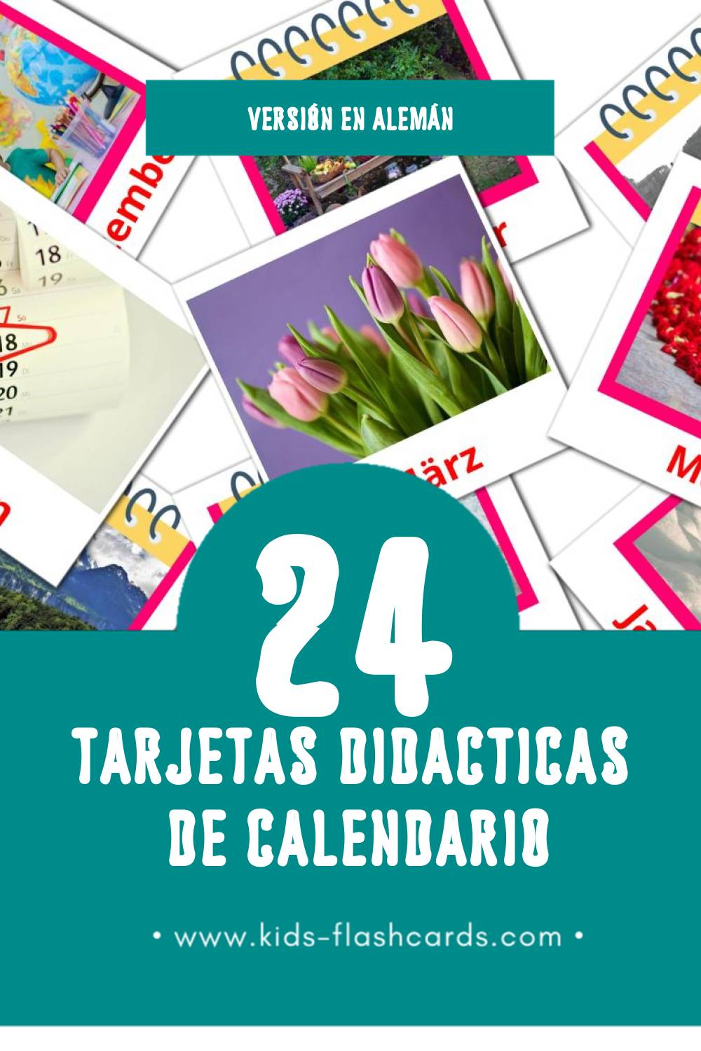 Tarjetas visuales de Kalender para niños pequeños (24 tarjetas en Alemán)
