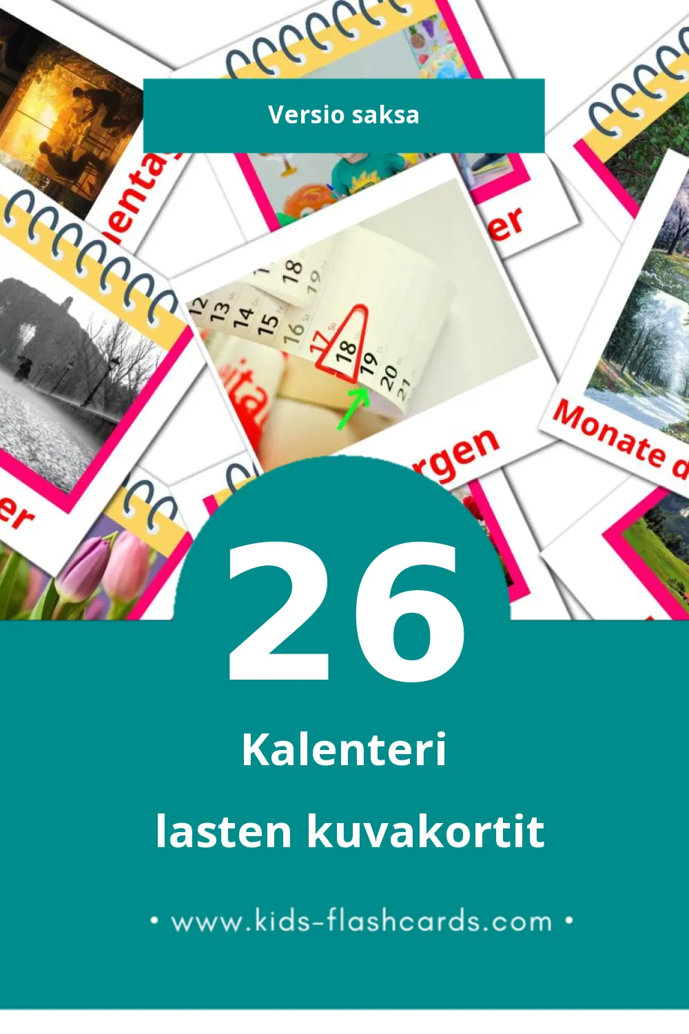 Kalender lasten kuvakortit pikkulapsille (26 korttia Saksaksi)
