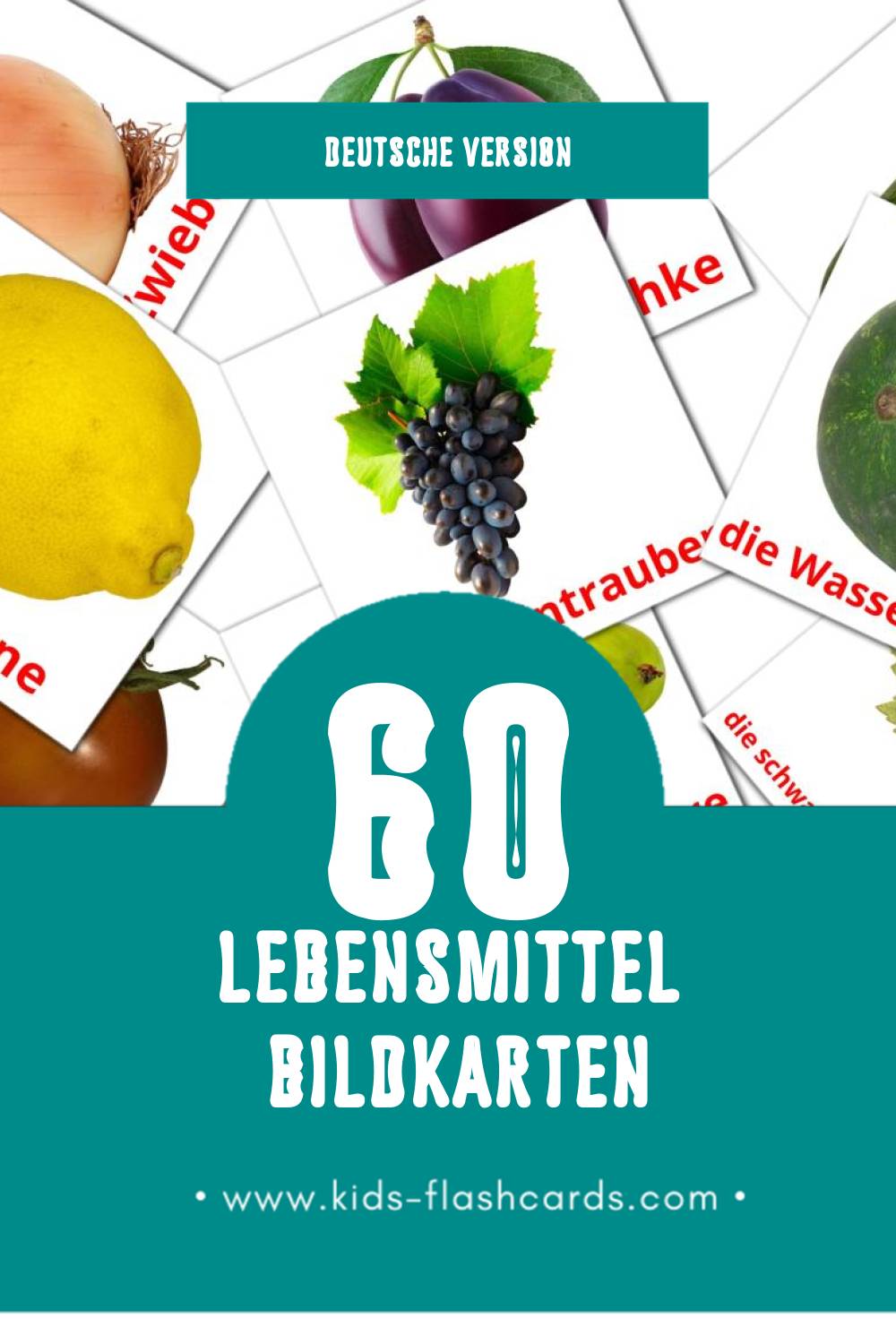 Visual Lebensmittel Flashcards für Kleinkinder (60 Karten in Deutsch)