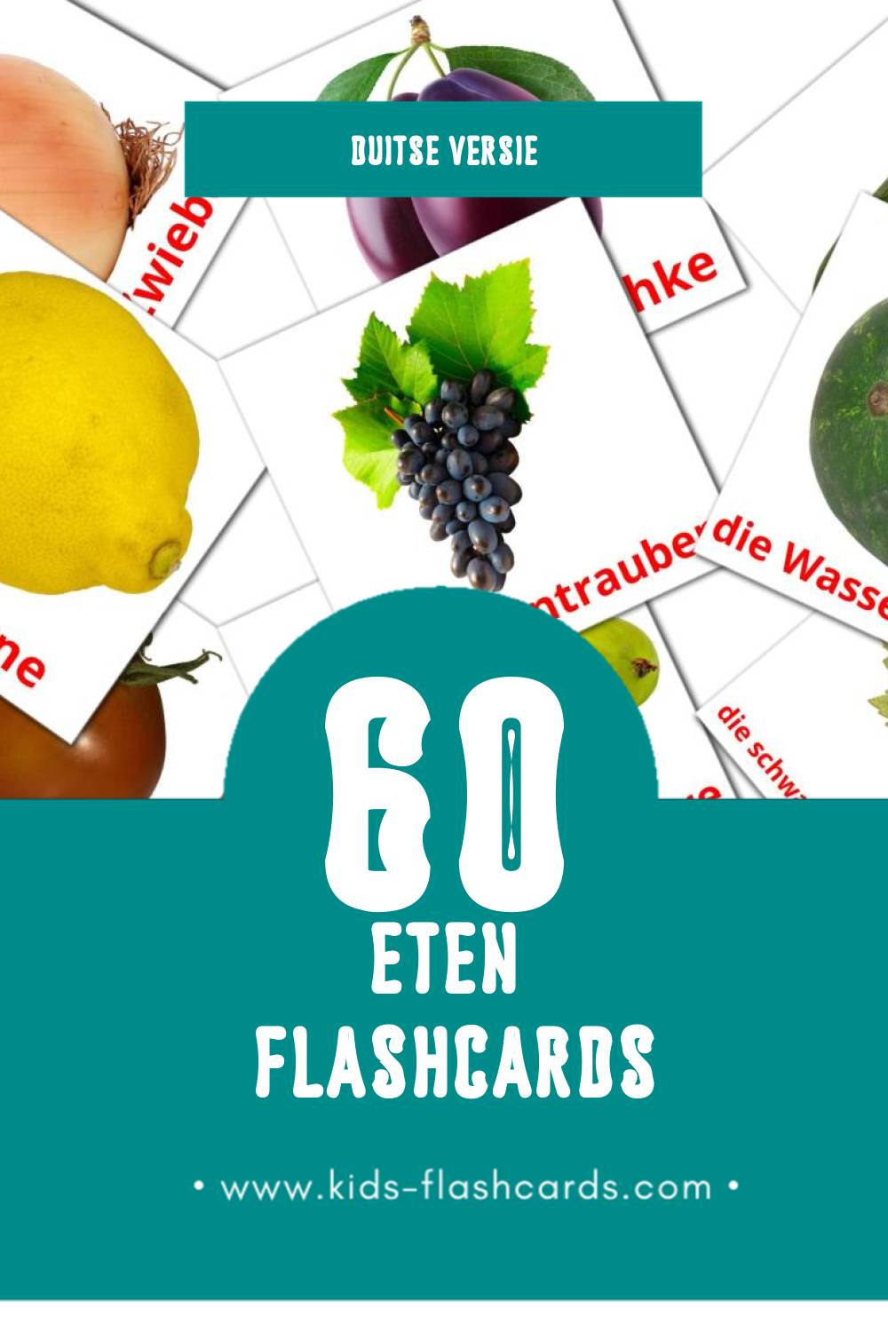Visuele Lebensmittel Flashcards voor Kleuters (60 kaarten in het Duits)