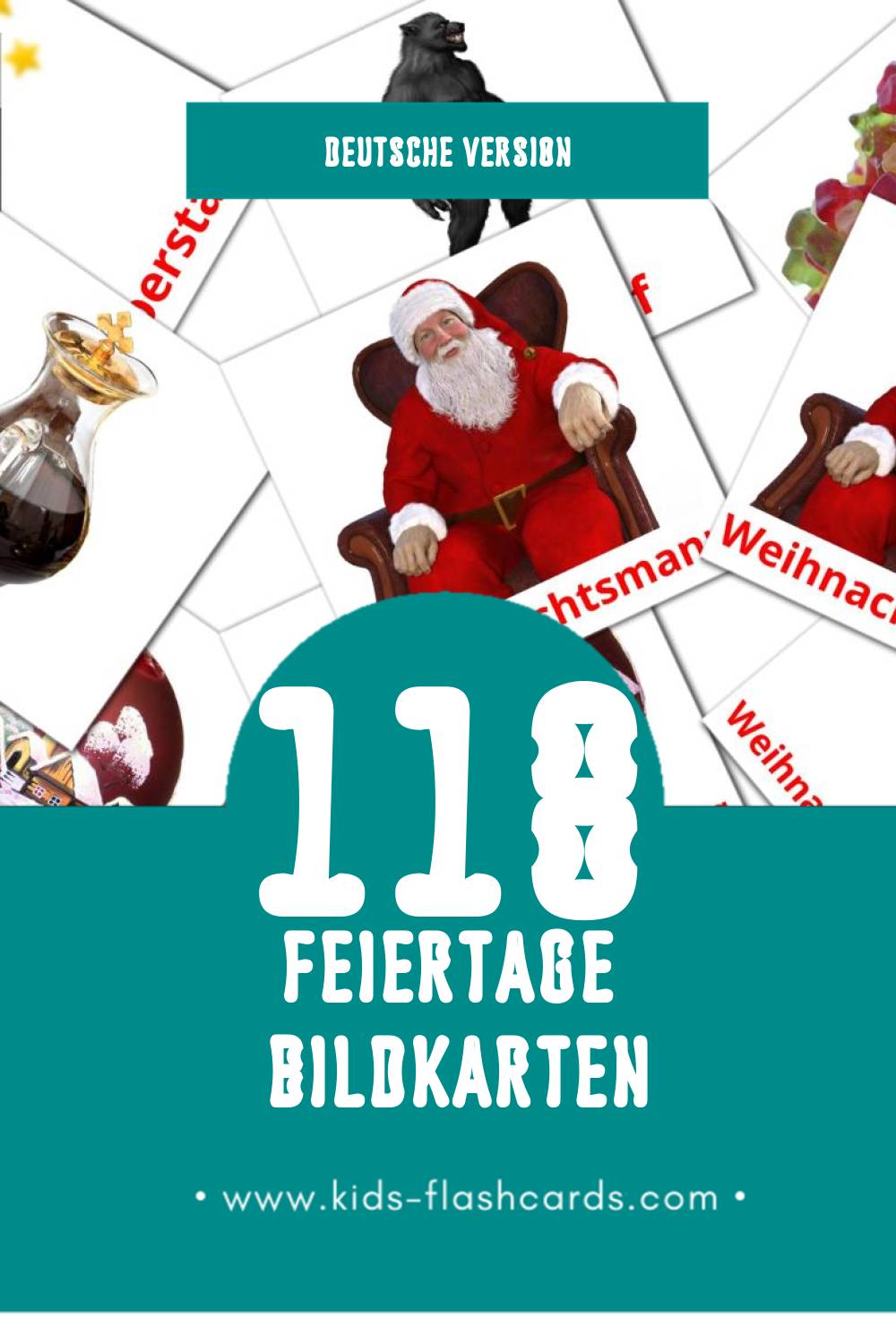 Visual Feiertage Flashcards für Kleinkinder (118 Karten in Deutsch)