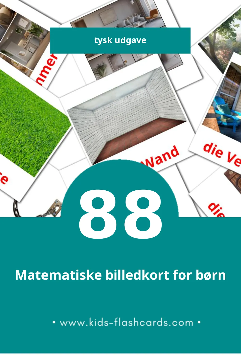 Visuelle billedkort for børn om Im Haus til småbørn (88 kort på Tysk)