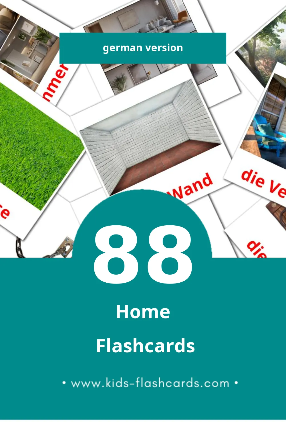 Visual Im Haus Flashcards for Toddlers (88 cards in German)