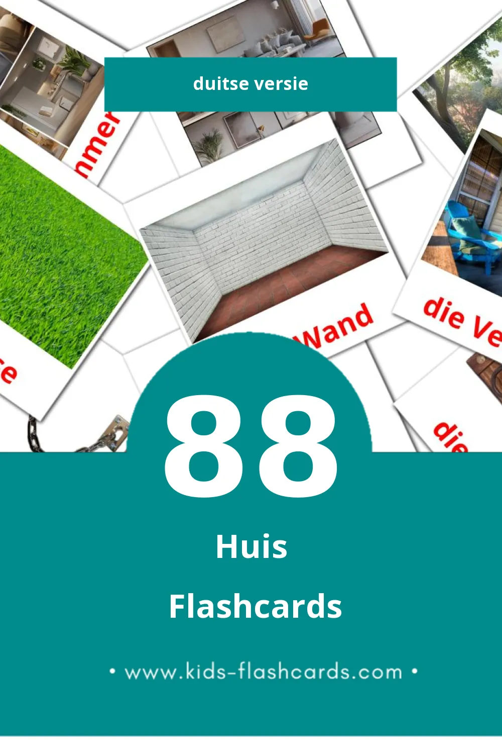 Visuele Im Haus Flashcards voor Kleuters (88 kaarten in het Duits)