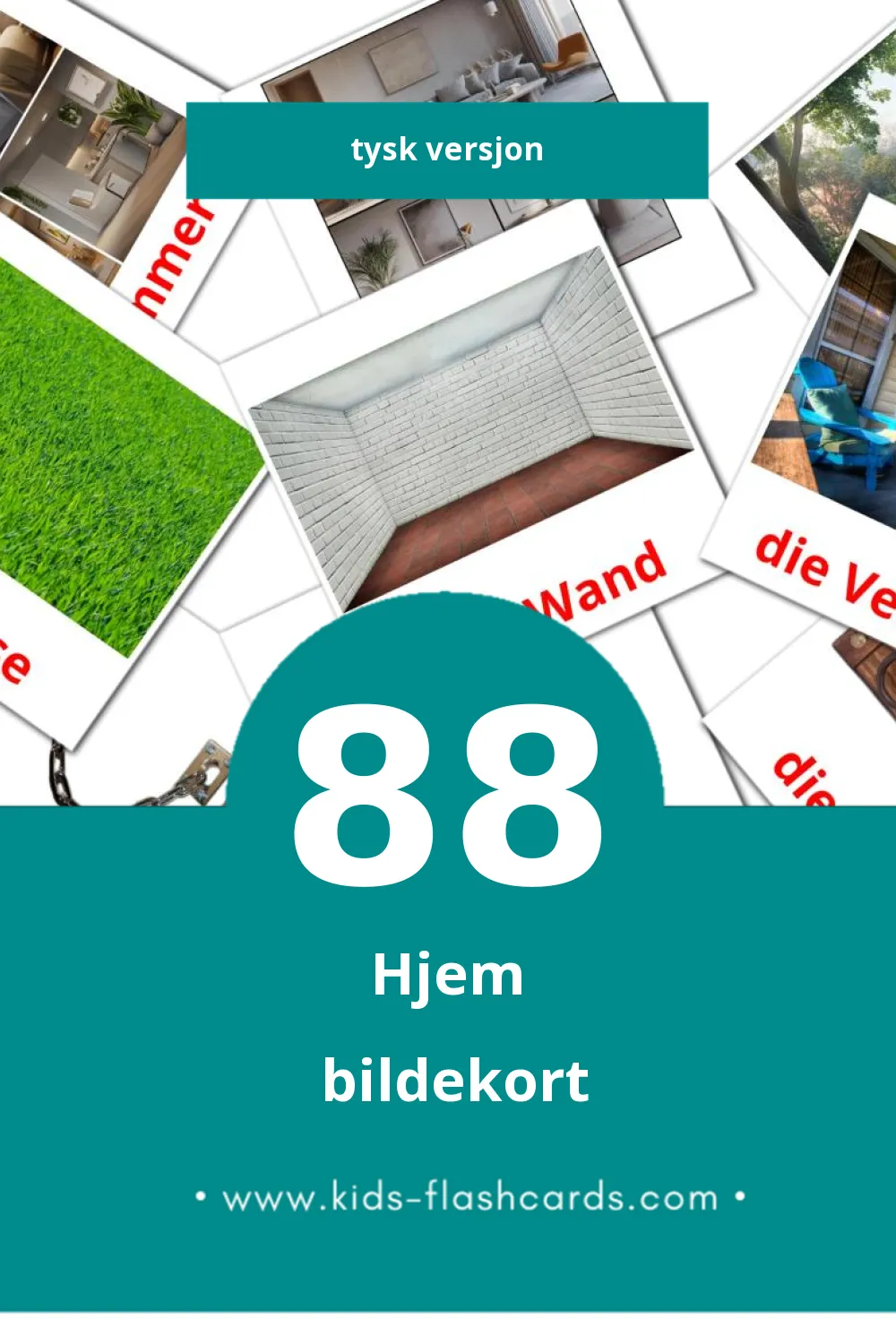 Visuelle Im Haus bildekort for småbarn (88 kort på Tysk)