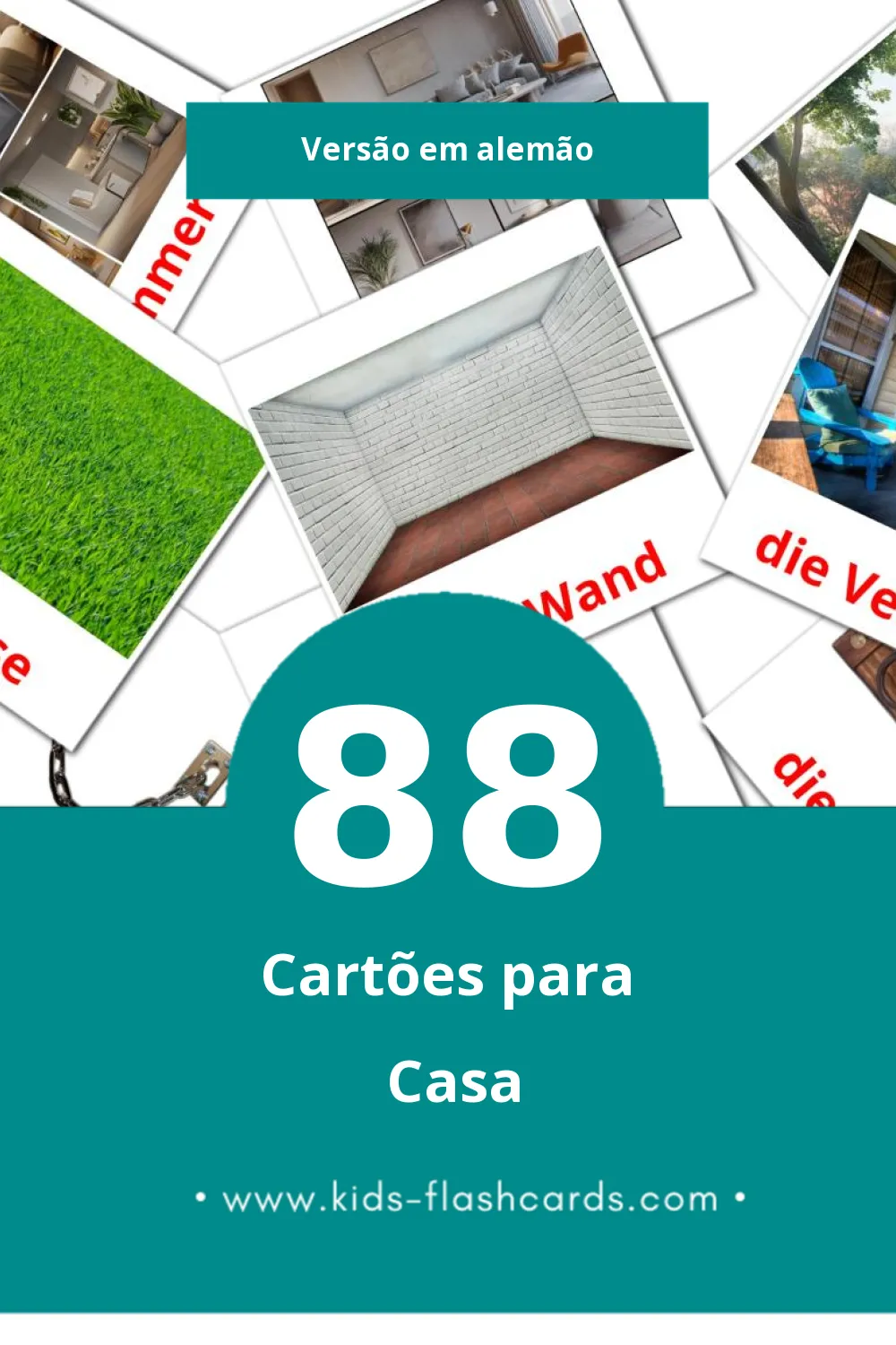 Flashcards de Im Haus Visuais para Toddlers (88 cartões em Alemão)