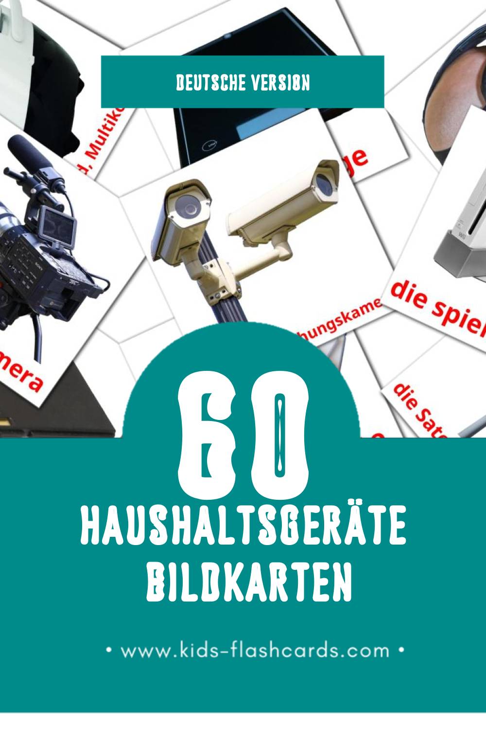 Visual Haushaltsgeräte Flashcards für Kleinkinder (61 Karten in Deutsch)