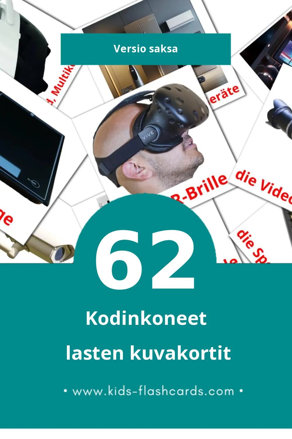 Haushaltsgeräte lasten kuvakortit pikkulapsille (62 korttia Saksaksi)