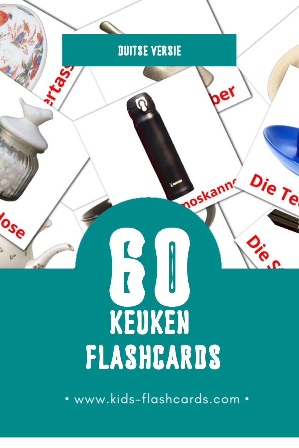 Visuele In Der Küche Flashcards voor Kleuters (60 kaarten in het Duits)