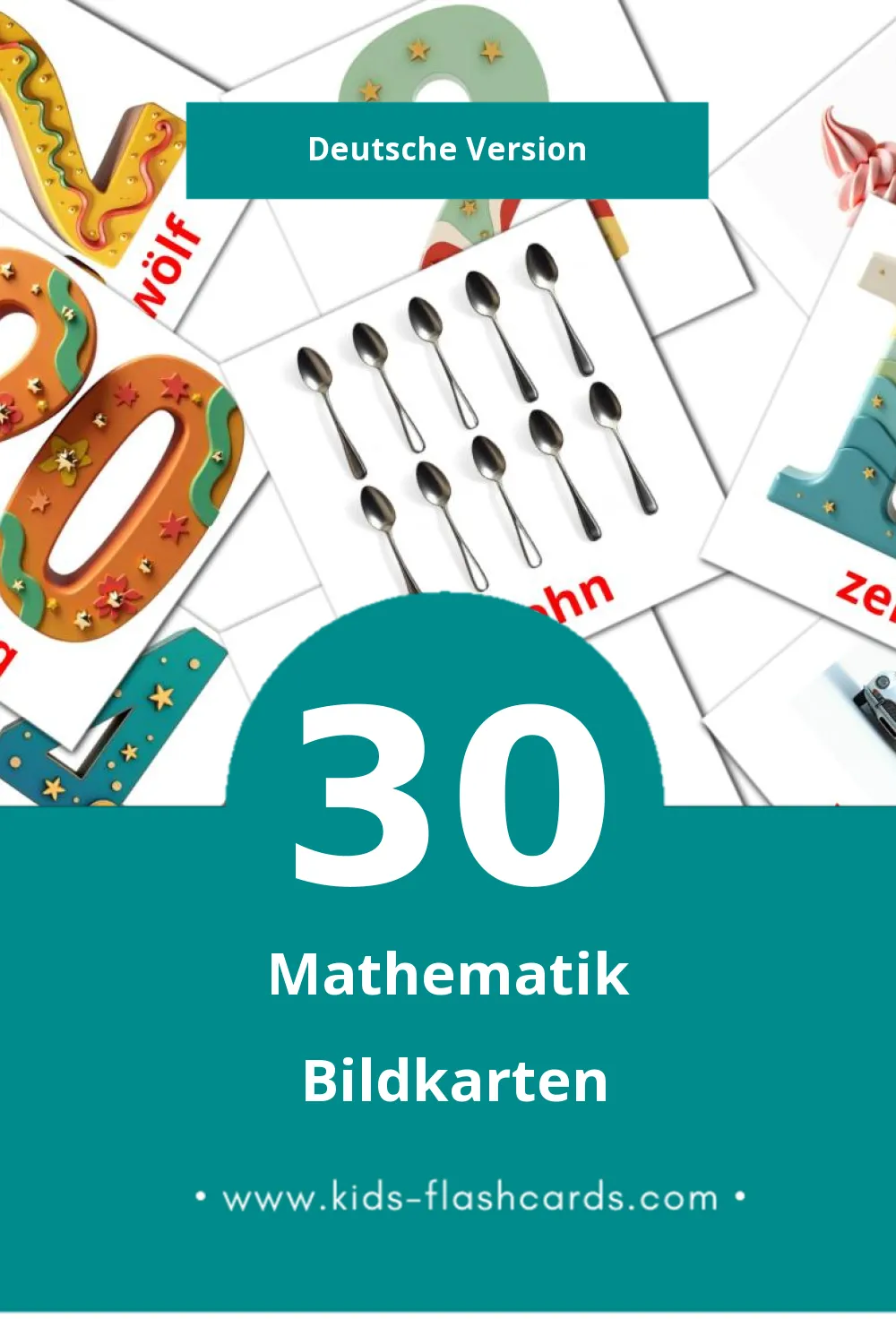 Visual Mathematik Flashcards für Kleinkinder (30 Karten in Deutsch)