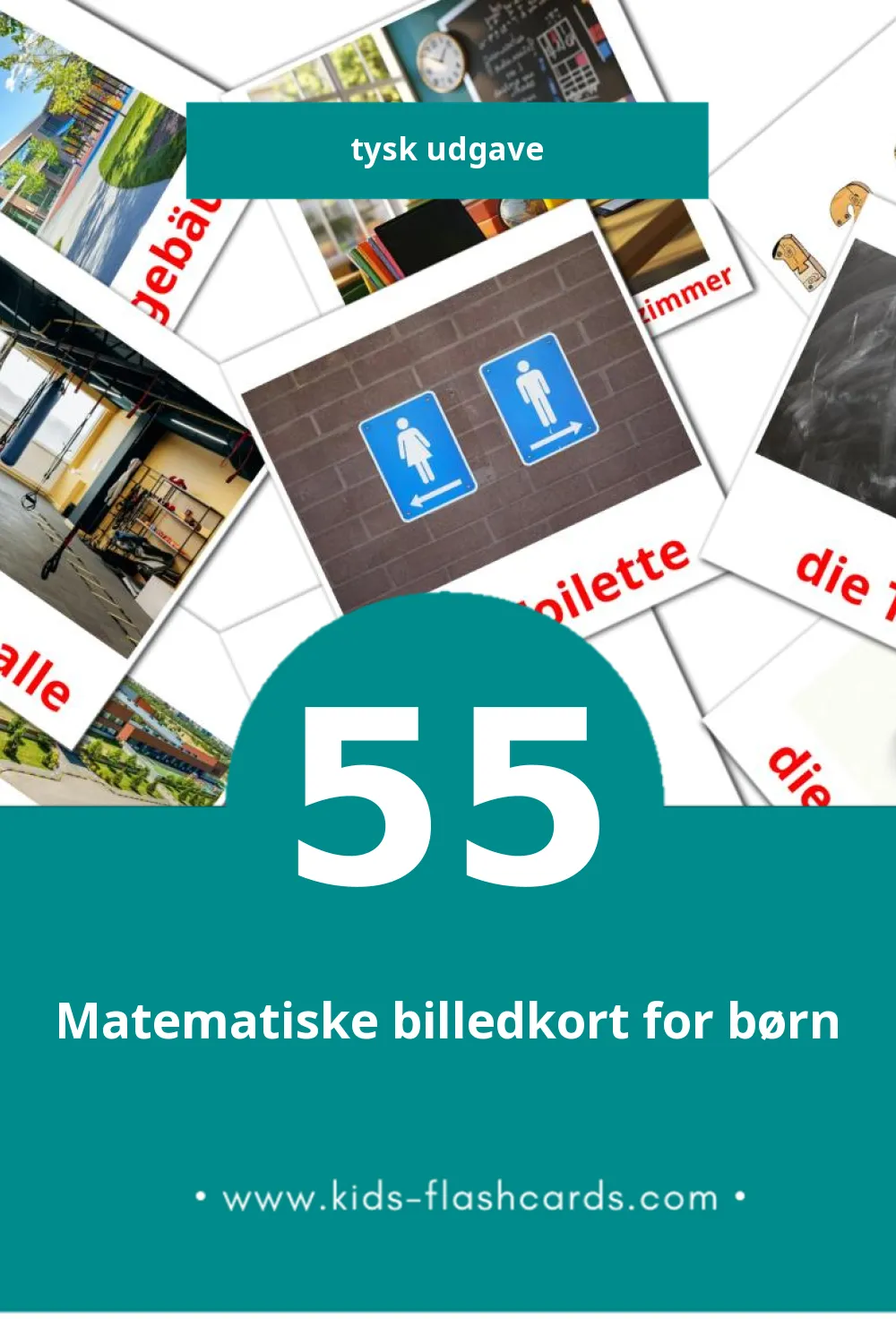Visuelle billedkort for børn om Schule til småbørn (55 kort på Tysk)