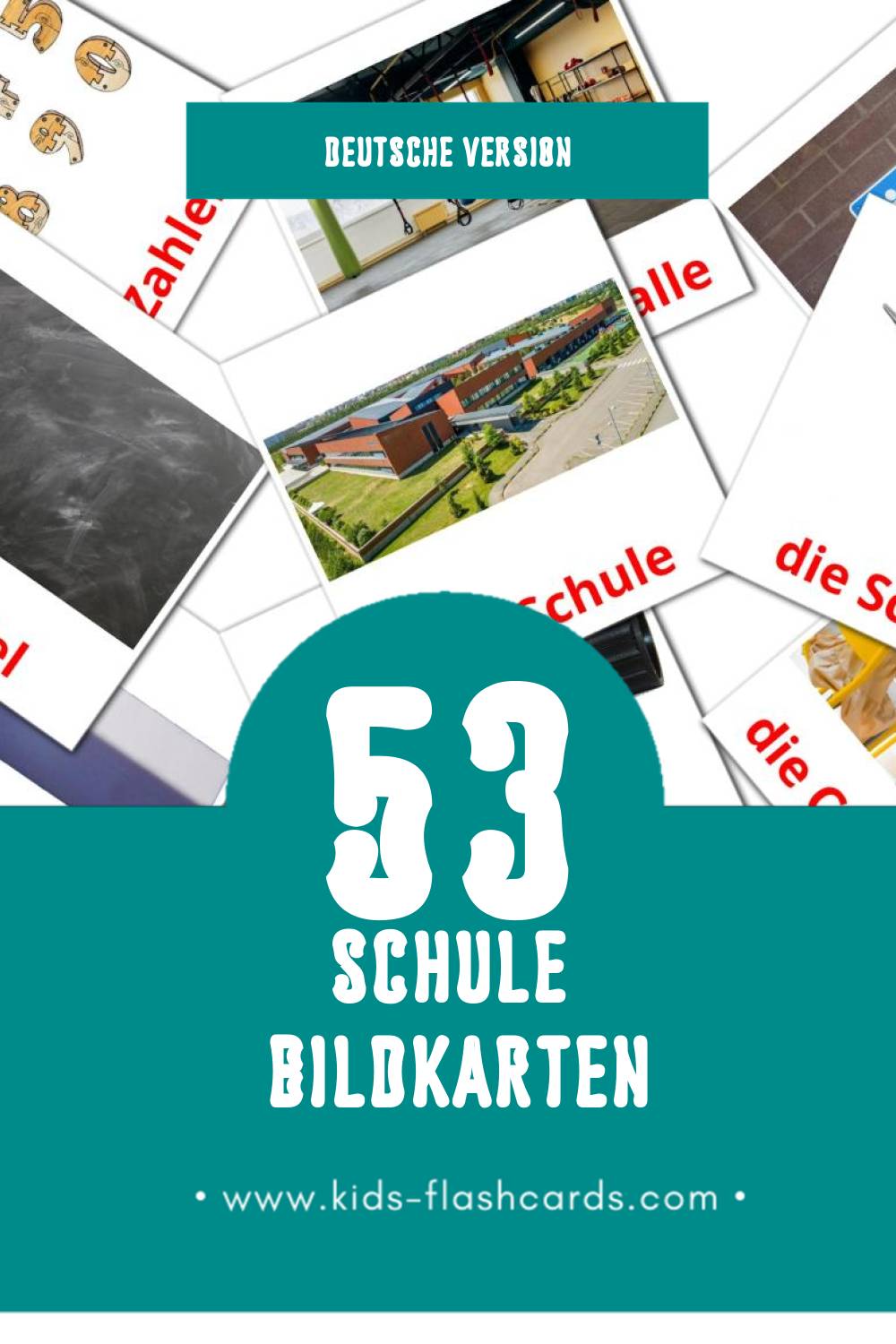 Visual Schule Flashcards für Kleinkinder (53 Karten in Deutsch)