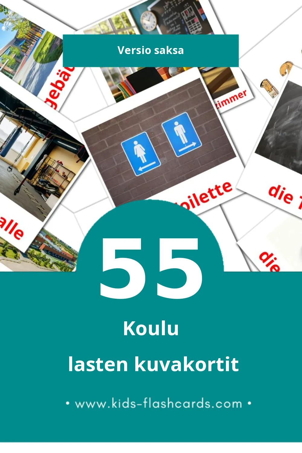 Schule lasten kuvakortit pikkulapsille (55 korttia Saksaksi)