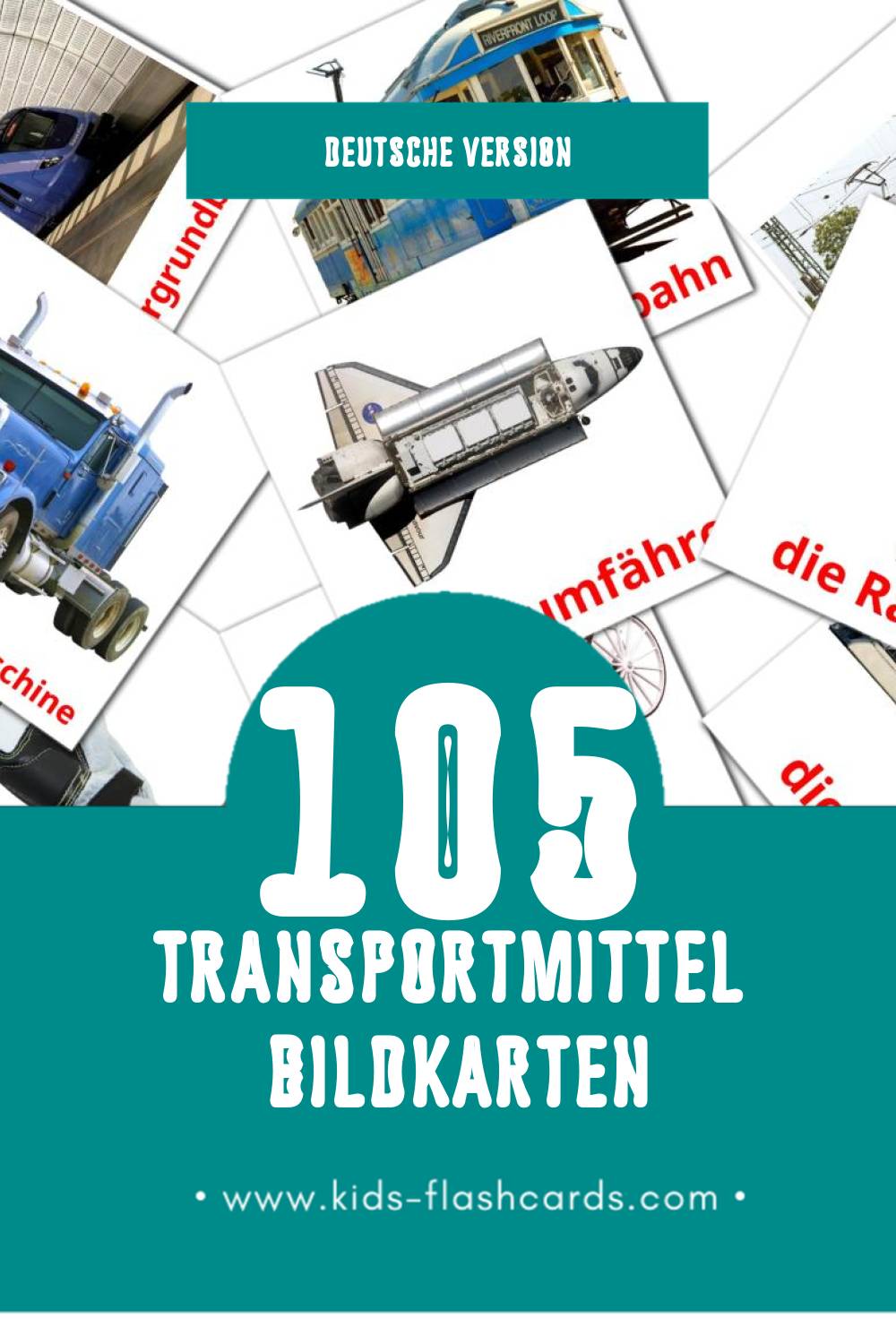 Visual Transportmittel Flashcards für Kleinkinder (105 Karten in Deutsch)