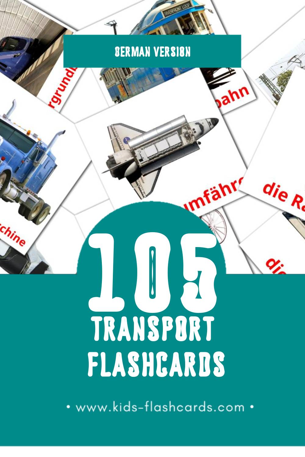 Visual Transportmittel Flashcards for Toddlers (108 cards in German)