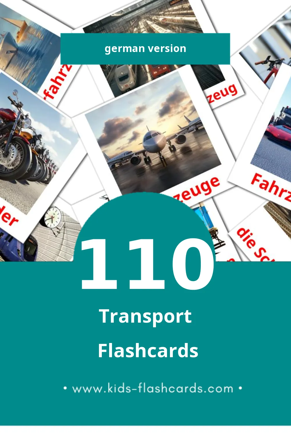 Visual Transportmittel Flashcards for Toddlers (110 cards in German)