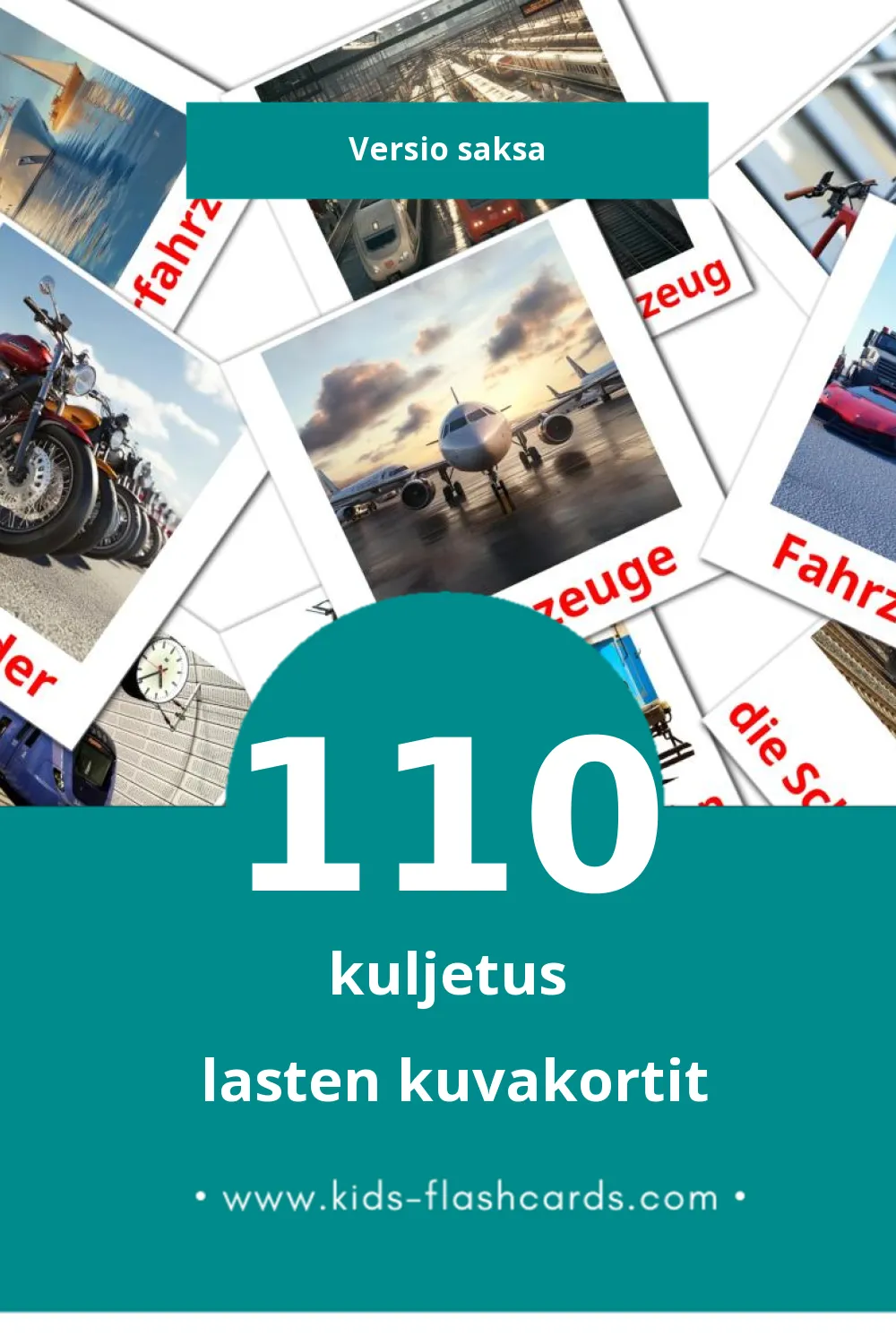 Transportmittel lasten kuvakortit pikkulapsille (110 korttia Saksaksi)