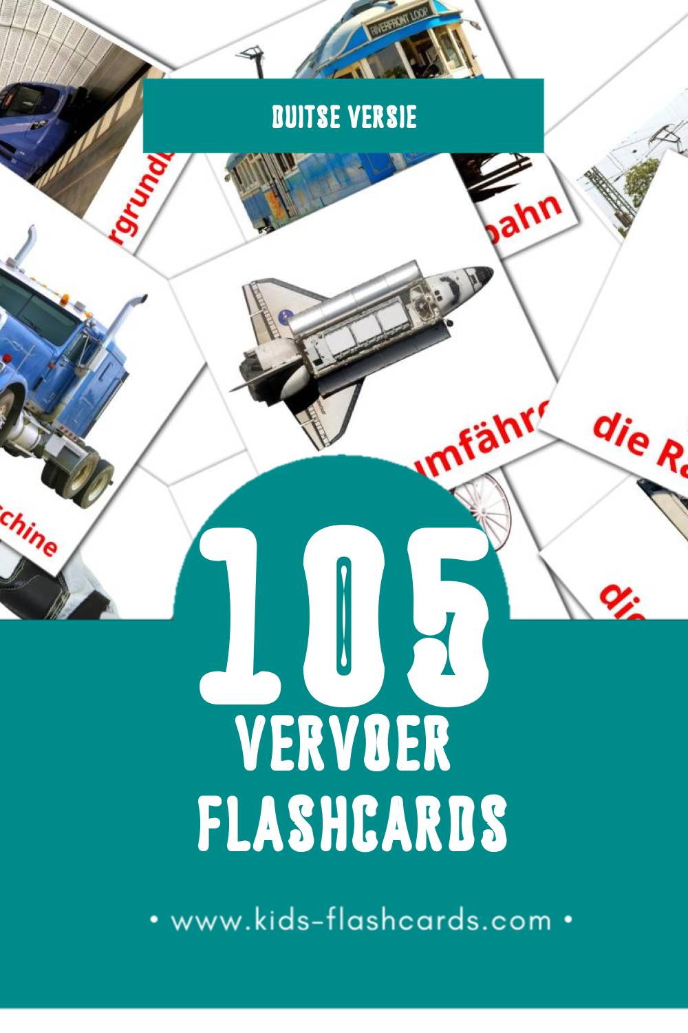 Visuele Transportmittel Flashcards voor Kleuters (105 kaarten in het Duits)