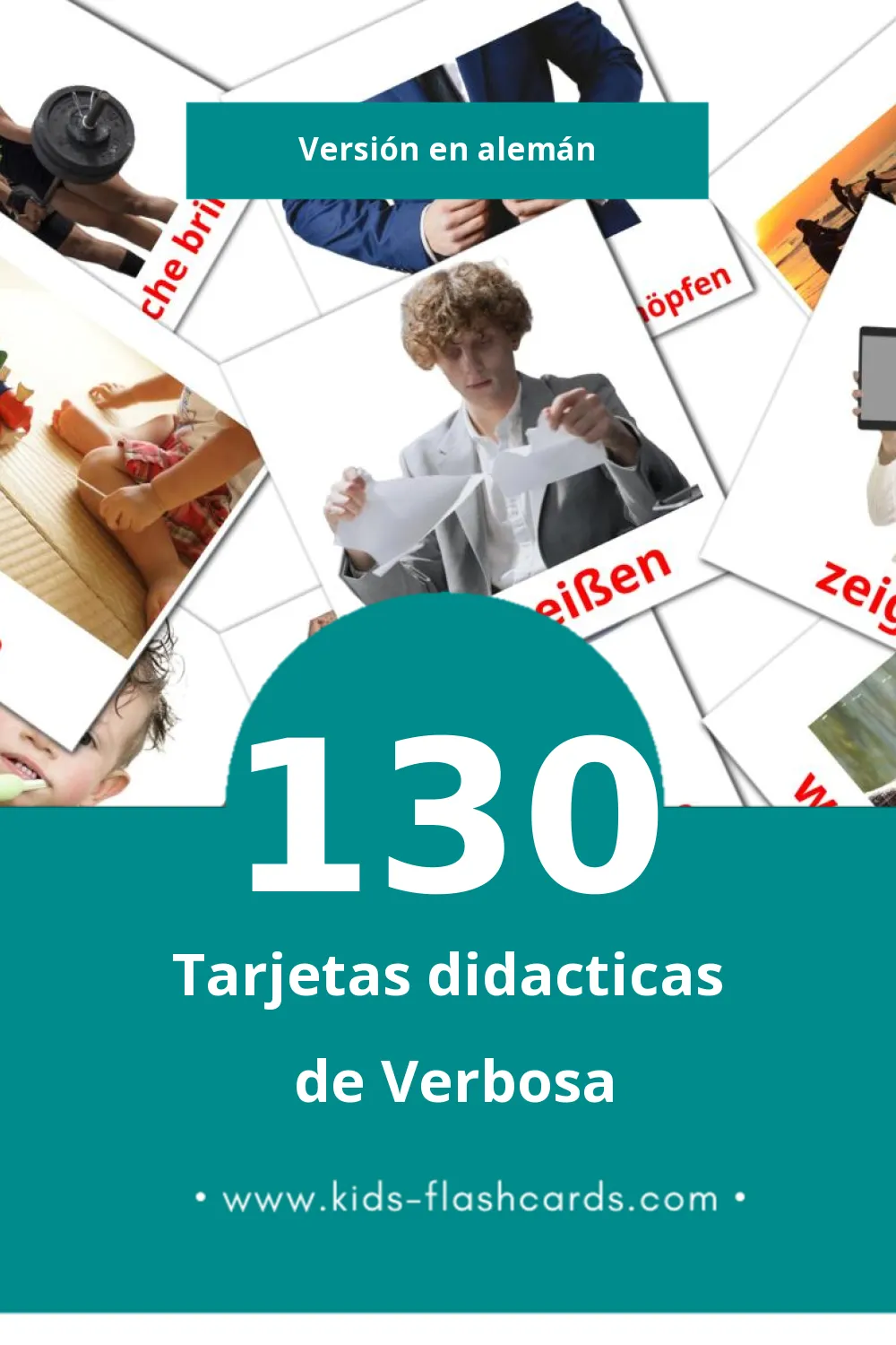 Tarjetas visuales de Verben para niños pequeños (130 tarjetas en Alemán)