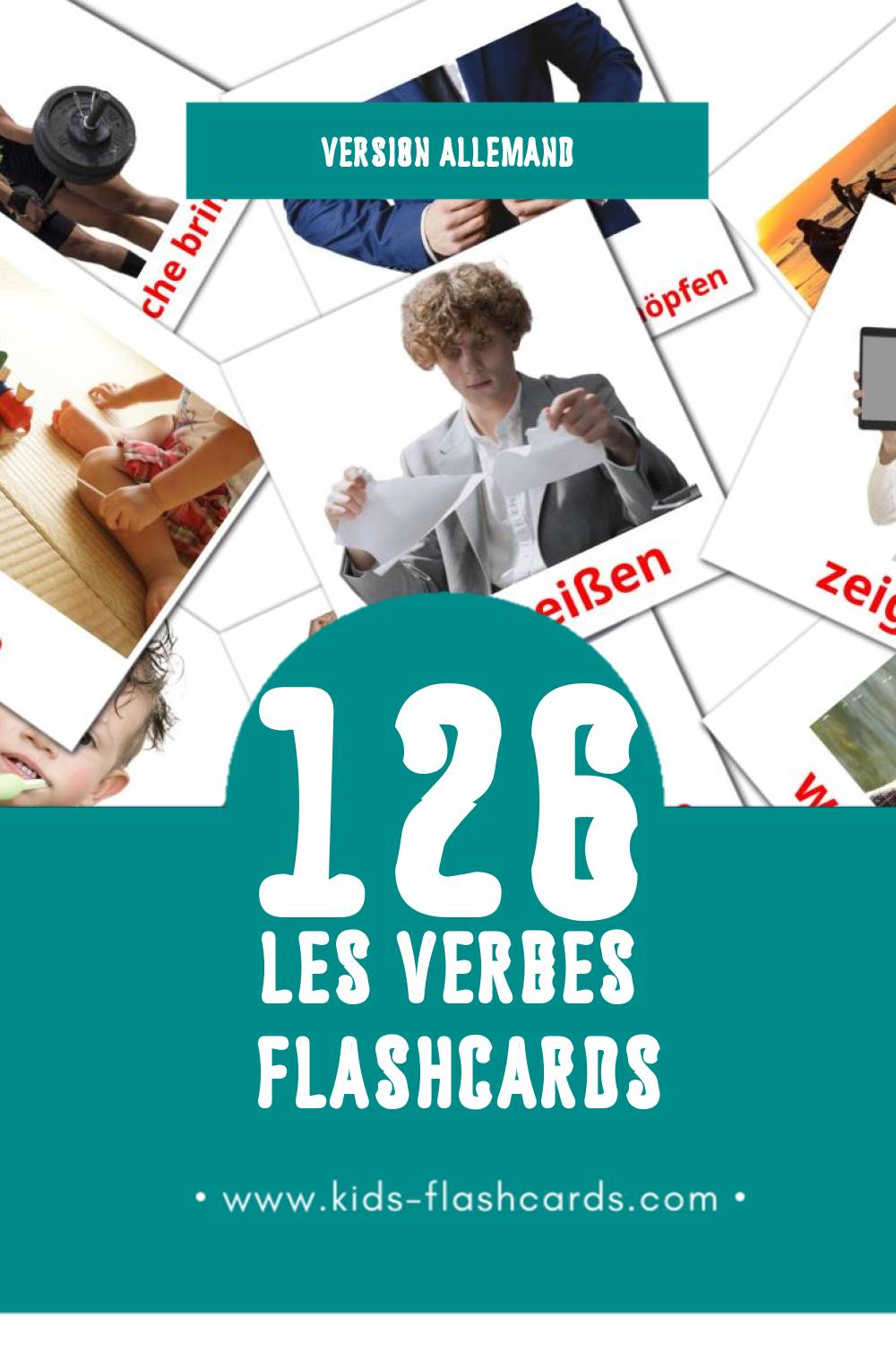 Flashcards Visual verben pour les tout-petits (132 cartes en Allemand)