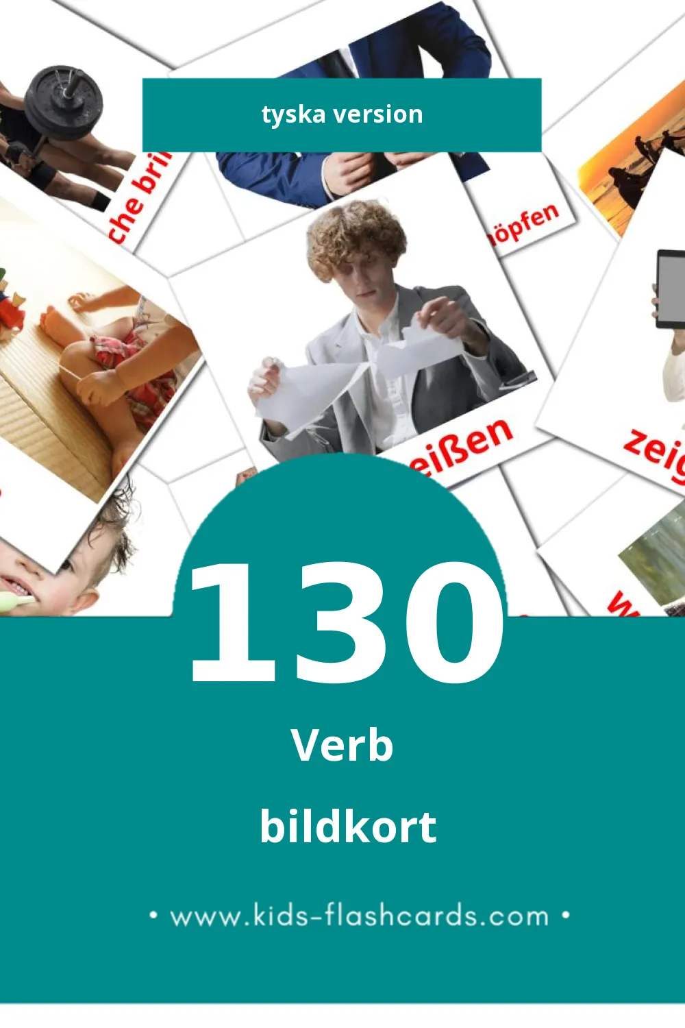 Visuella Verben för småbarn (130 bildkort för barn på Tyska)