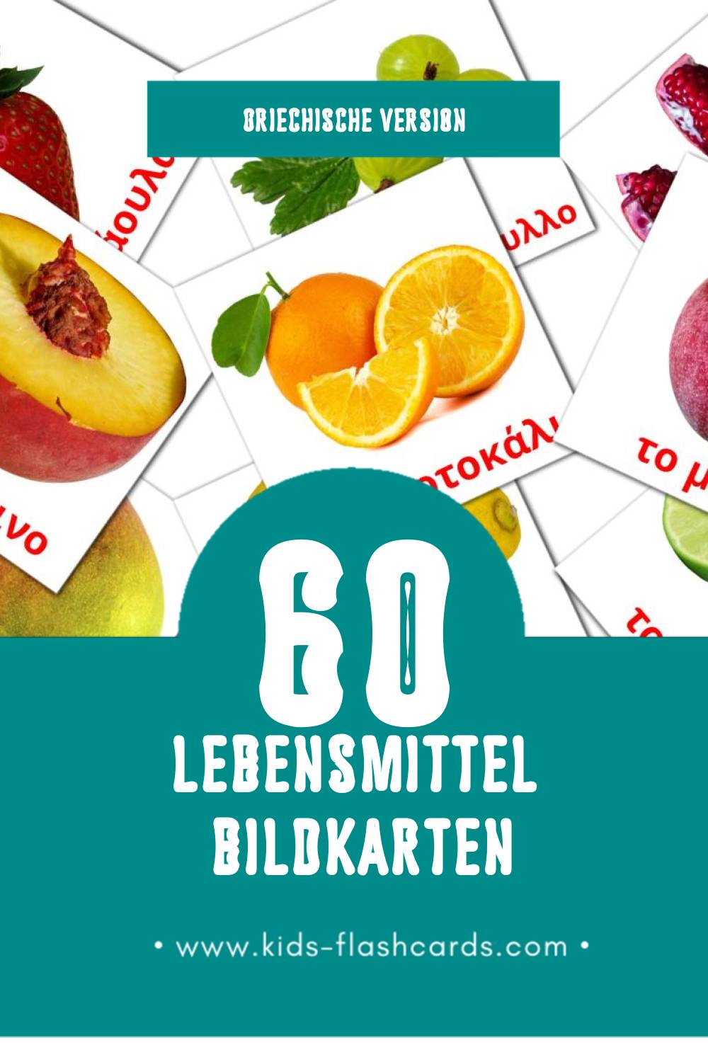 Visual Φρούτα Flashcards für Kleinkinder (60 Karten in Griechisch)
