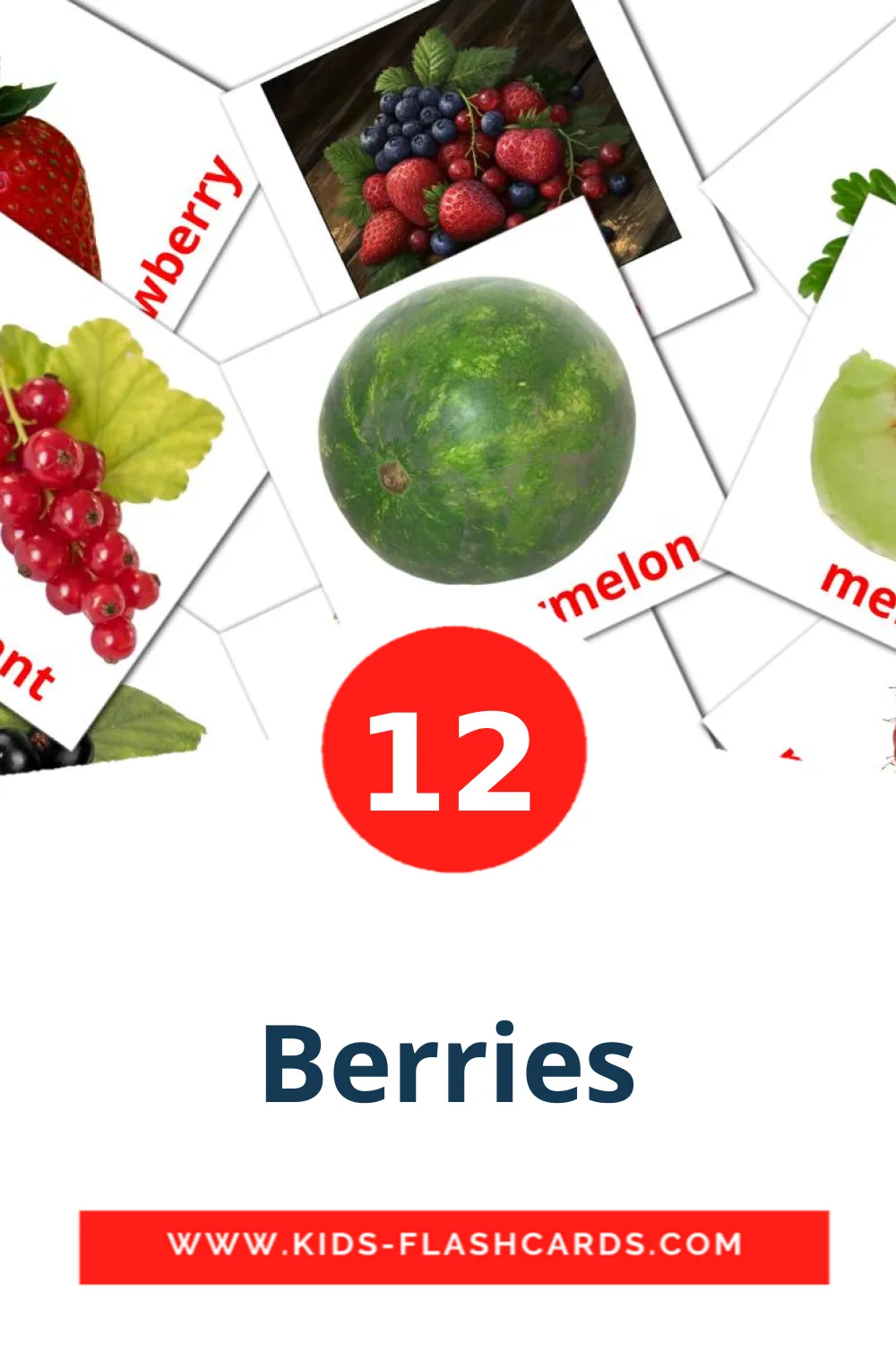 12 carte illustrate di Berries per la scuola materna in inglese