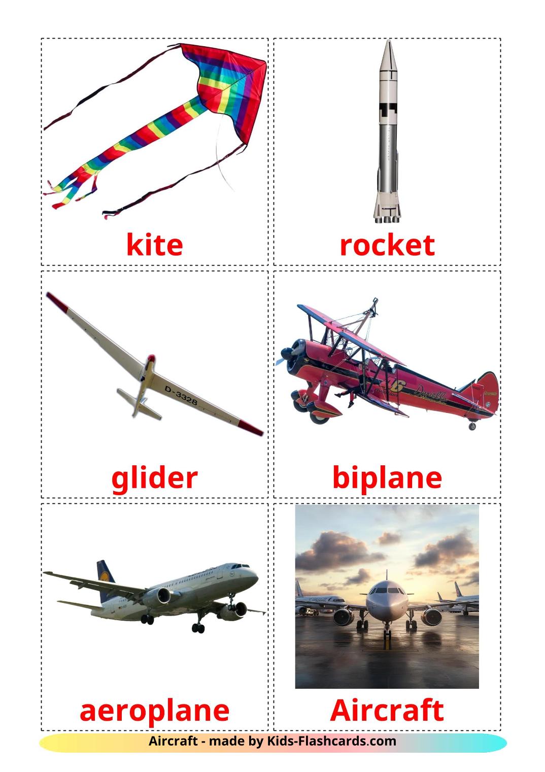 Flugzeuge - 14 kostenlose, druckbare Englisch Flashcards 