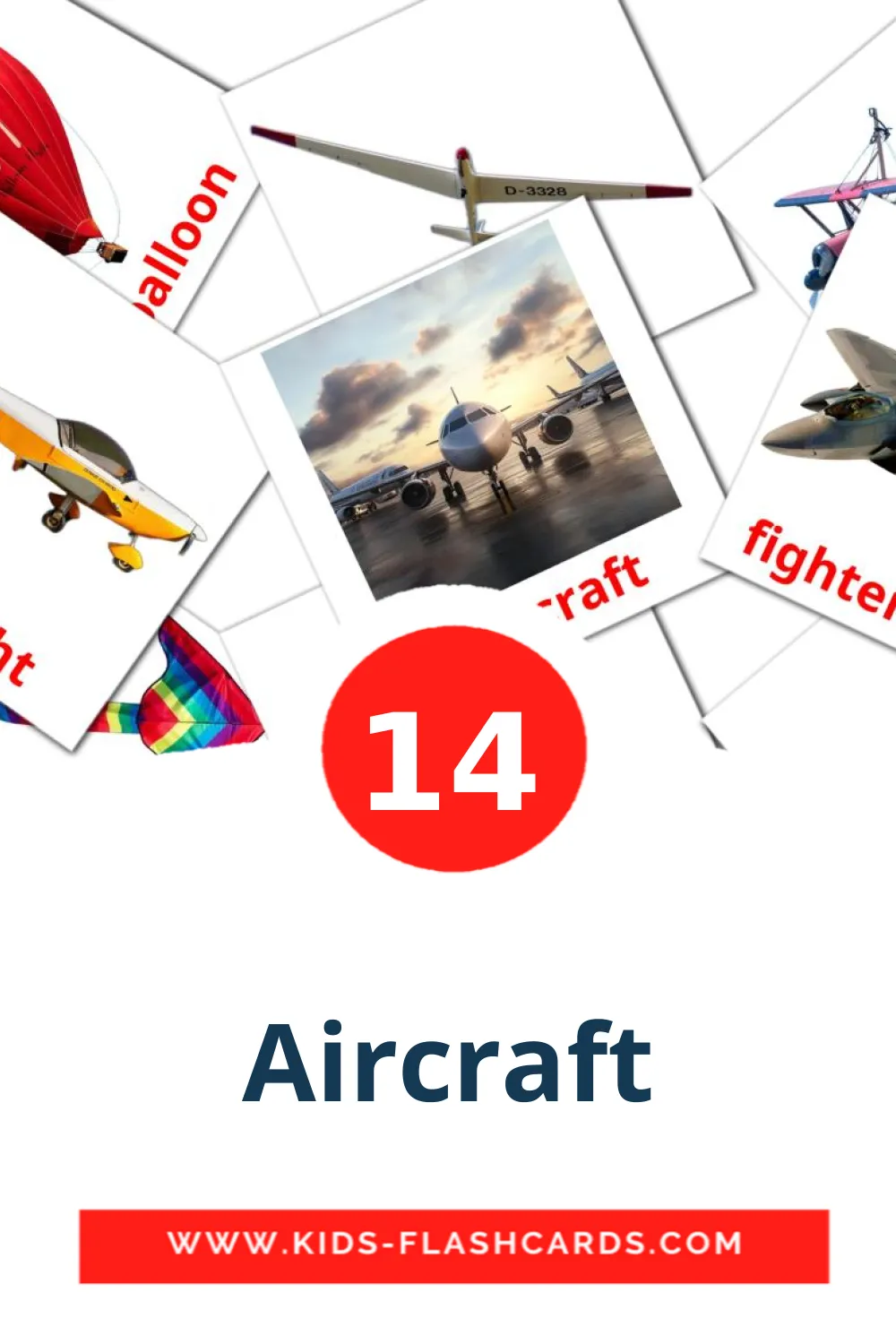 14 cartes illustrées de Aircraft pour la maternelle en anglais