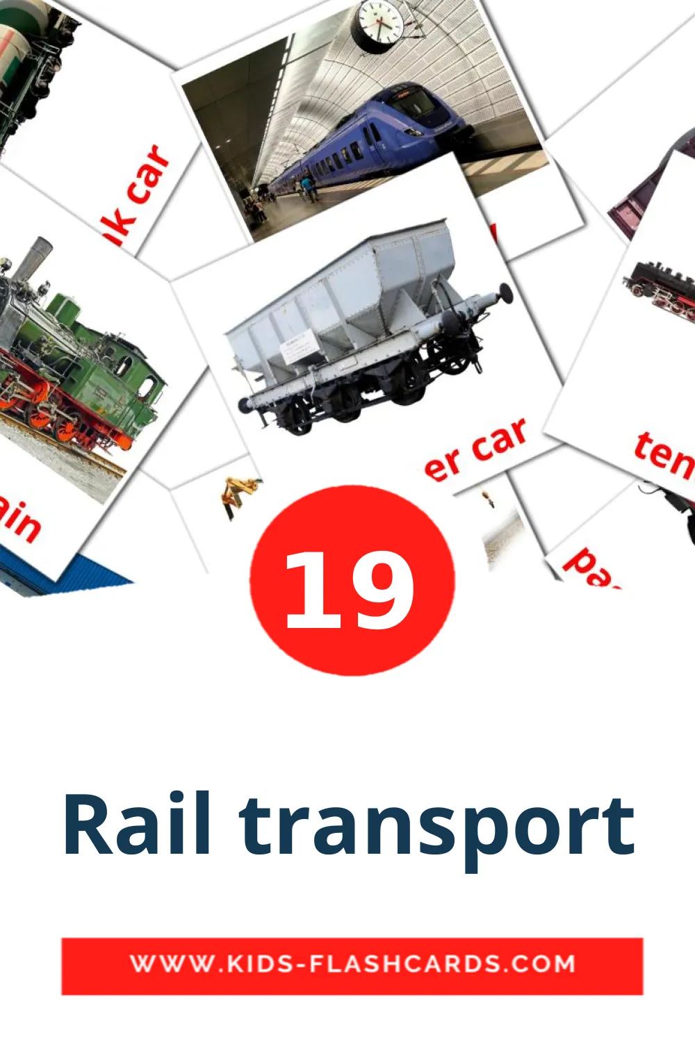 Rail transport на английском для Детского Сада (19 карточек)