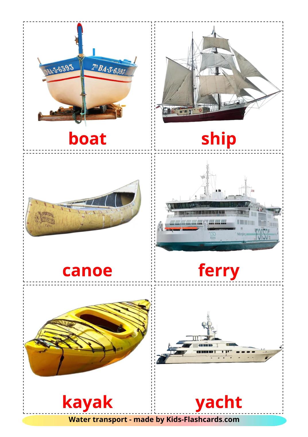 Water transport - 19 Free Printable english Flashcards 