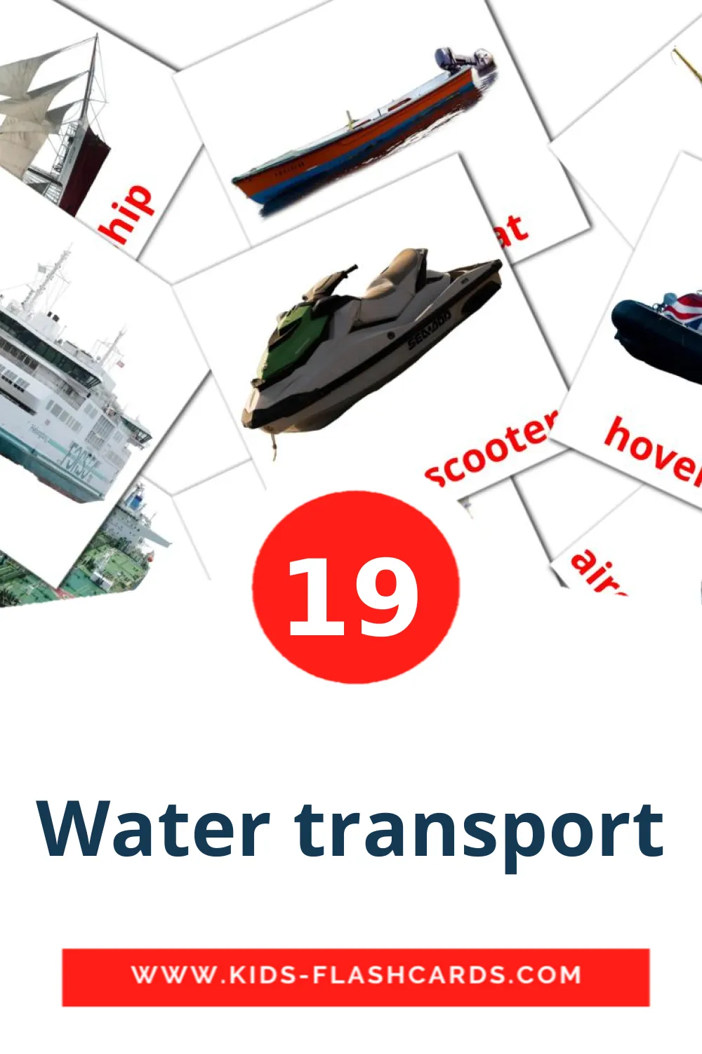 19 Water transport Picture Cards for Kindergarden in english