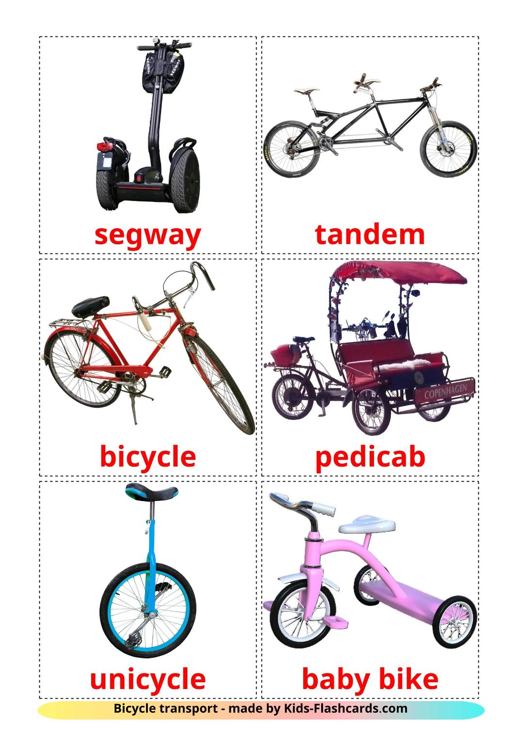 Véhicules Vélo - 17 Flashcards anglais imprimables gratuitement