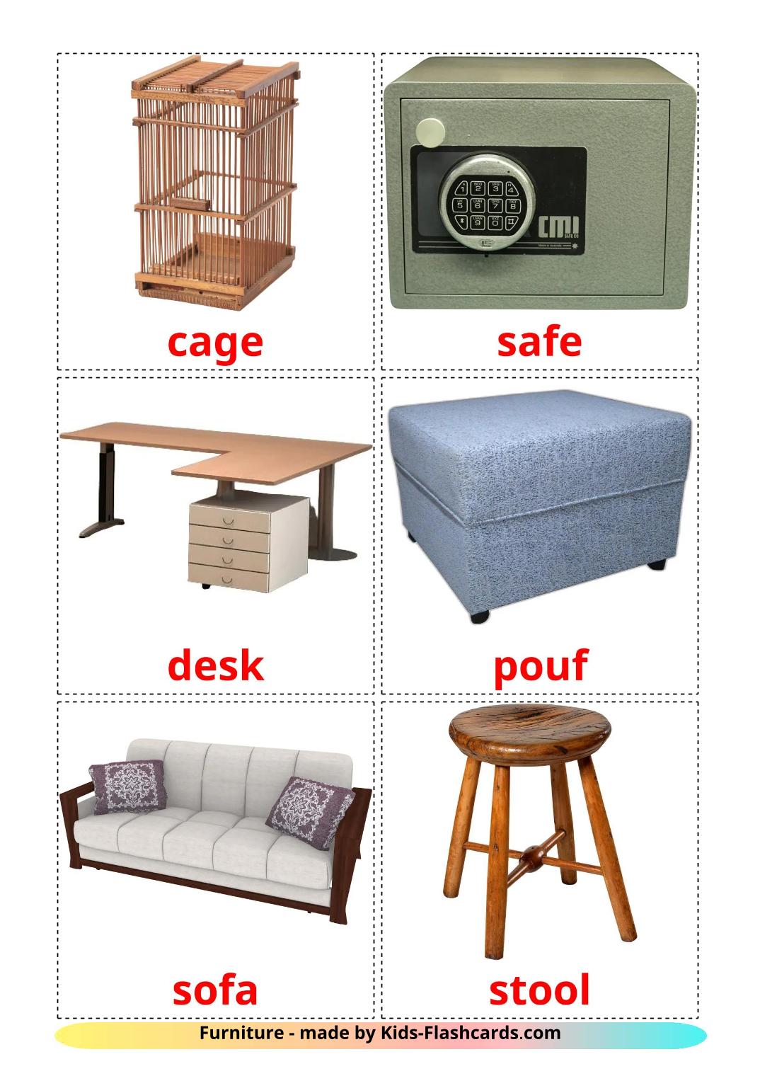 Furniture - 26 Free Printable english Flashcards 