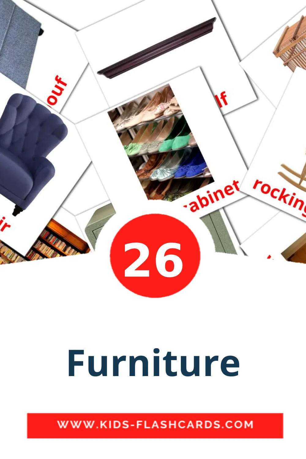 26 Furniture Picture Cards for Kindergarden in english